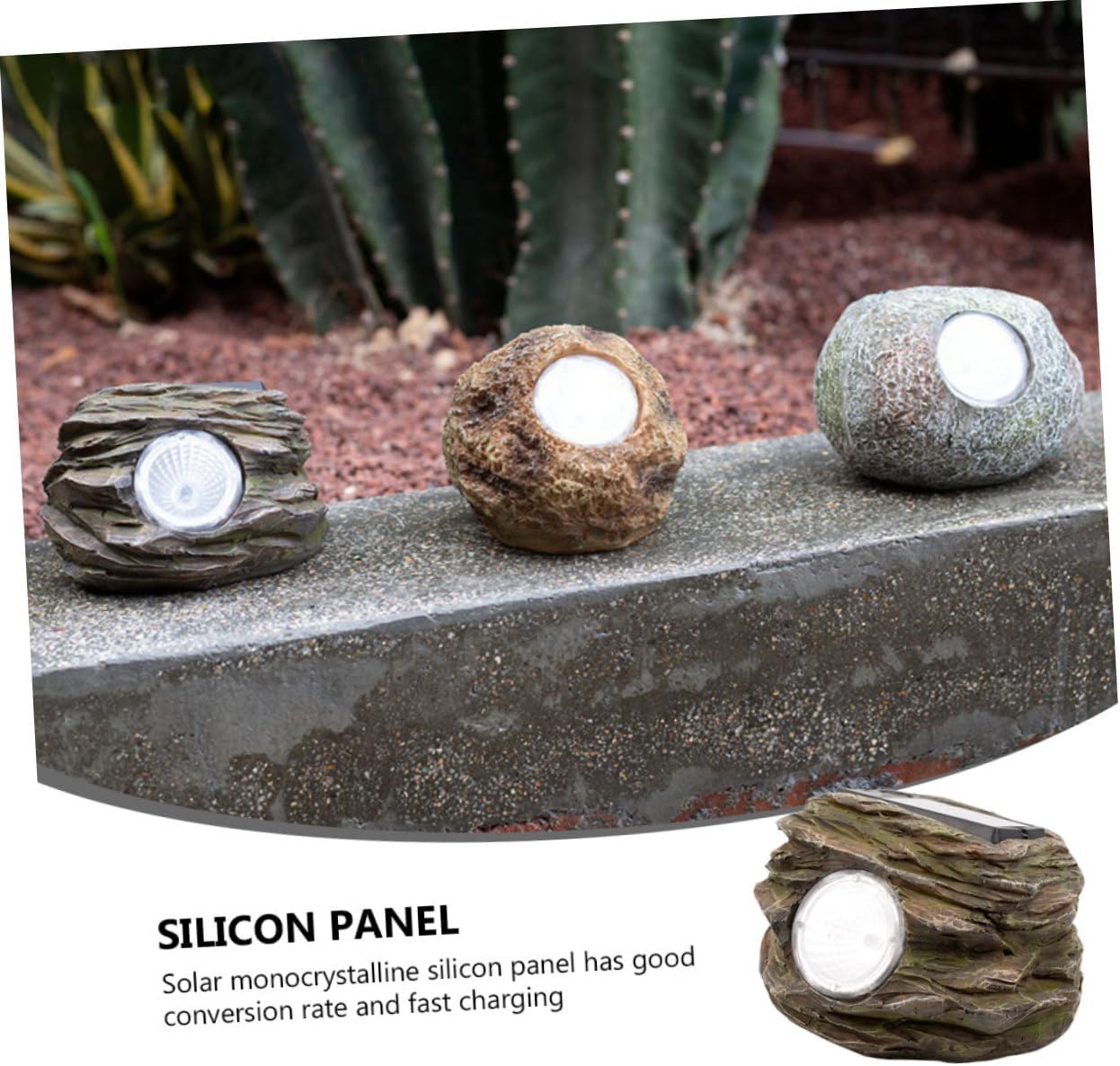 GANAZONO 2 unids Lámpara de piedra solar Luz decorativa Rock Spot Luz Jardín Luz Solar Césped Luz Acera Luces de tierra al aire libre Proyector LED
