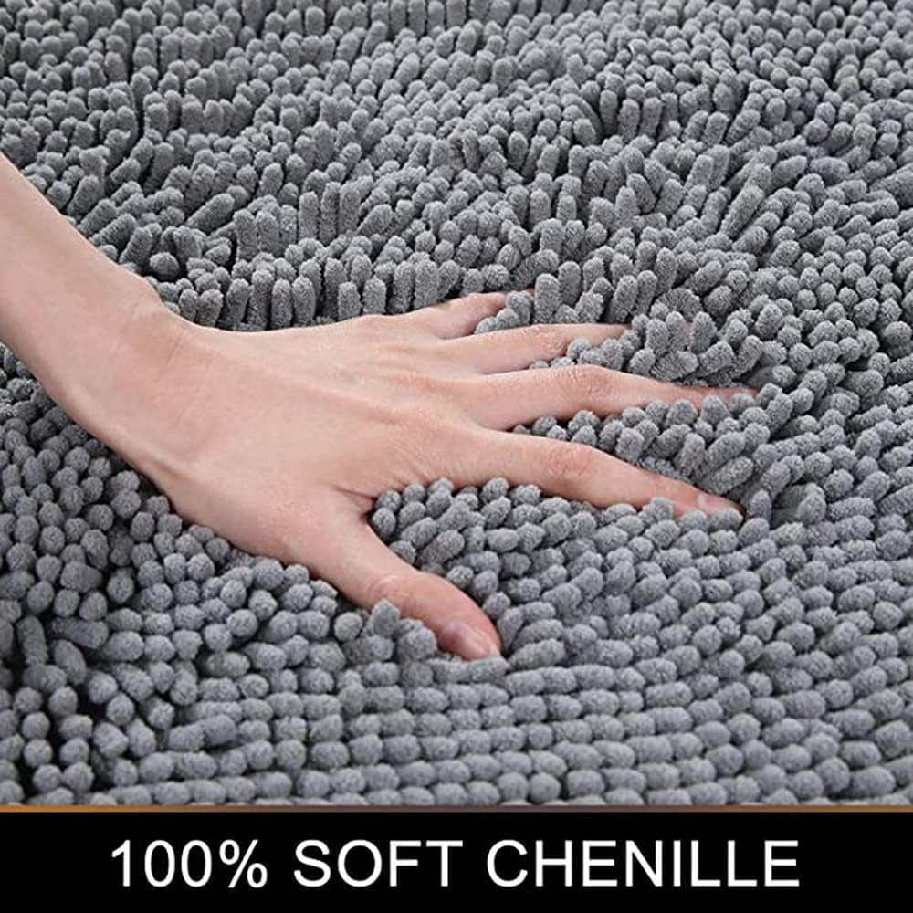 Tapete de baño absorbente de semicírculos, felpilla suave y gruesa, antideslizante, lavable a máquina, se seca rápidamente, tapete para pies peludos