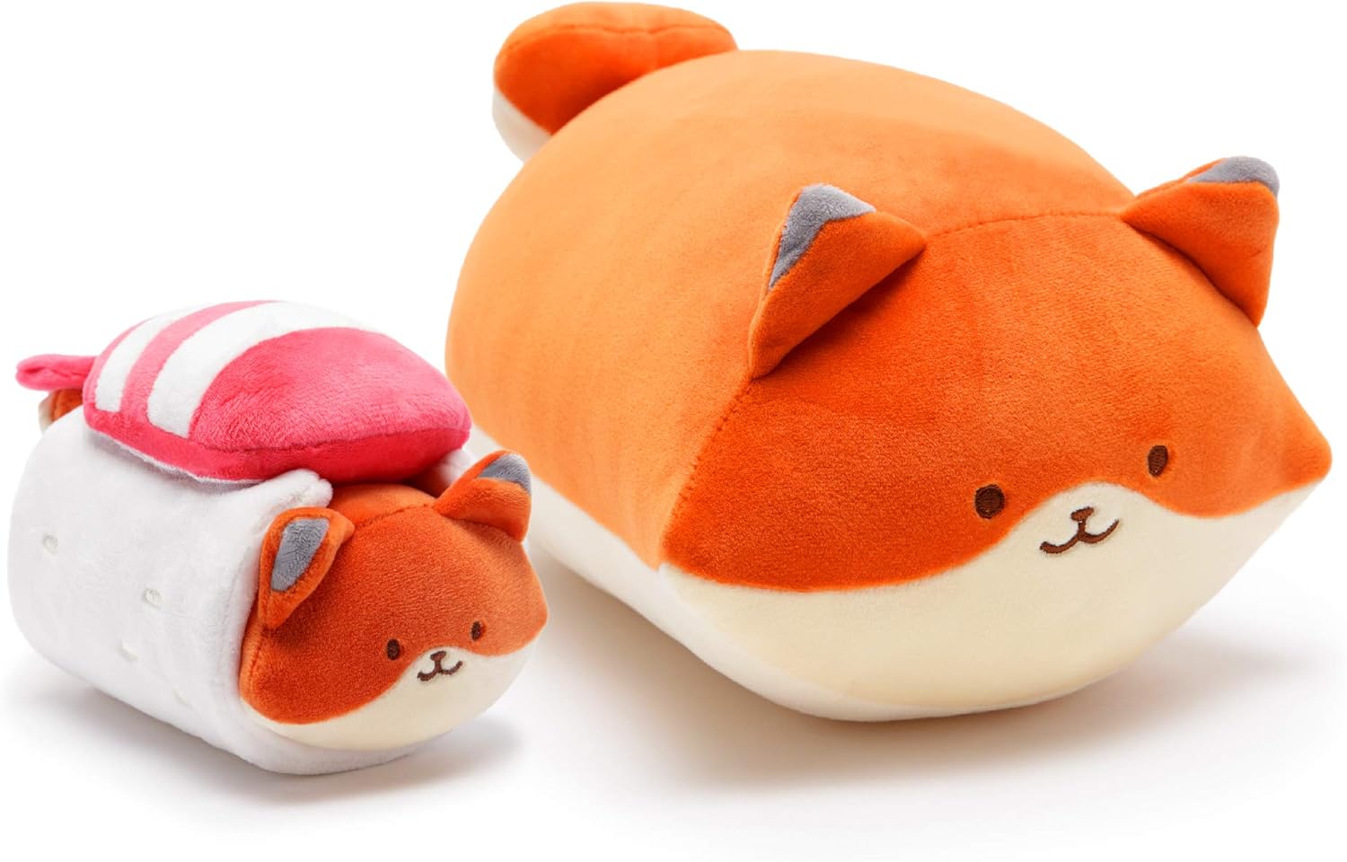 Anirollz – Juego de 2 almohadas de peluche de felpa, Foxiroll en sushi para regalar