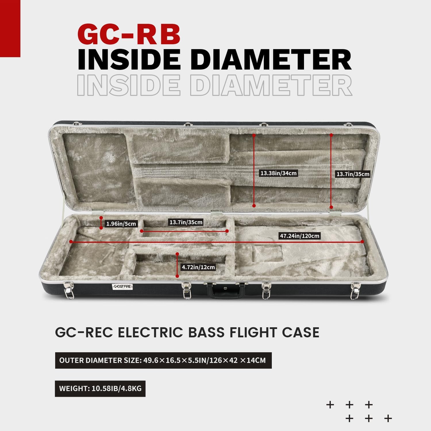 GHOSTFIRE Estuche rígido para bajo eléctrico súper grueso ABS moldeado caso ajuste precisiónjazz (bajo)