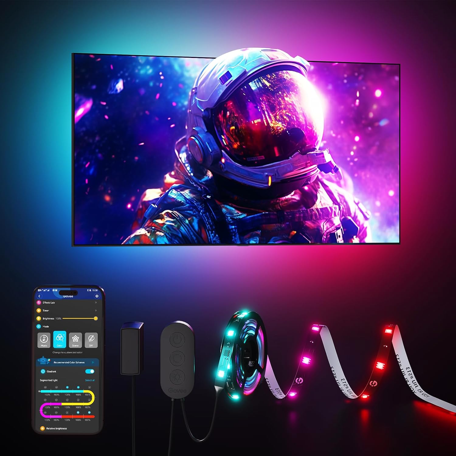 Govee Retroiluminación LED para TV, luces LED RGBIC para TV, retroiluminación LED Smart TV para televisores de 40 a 50 pulgadas, sincronización de