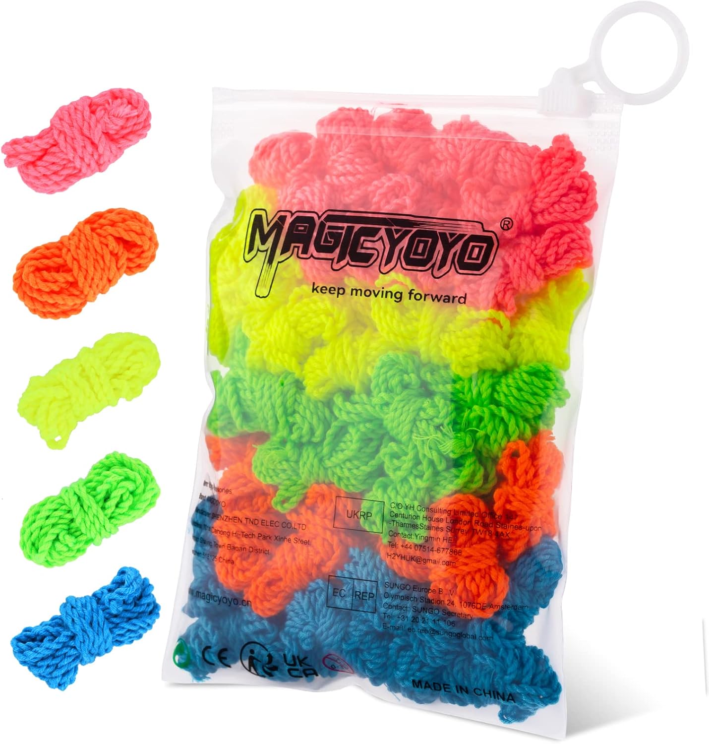 Paquete de 50 cuerdas profesionales de Yoyo, suaves 100% poliéster, para yoyos sensibles y que no responden, color azul, verde, rosa, amarillo,