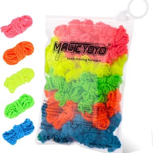 Paquete de 50 cuerdas profesionales de Yoyo, suaves 100% poliéster, para yoyos sensibles y que no responden, color azul, verde, rosa, amarillo, Paquete de 50 cuerdas profesionales de Yoyo, suaves 100% poliéster, para yoyos sensibles y que no responden, color azul, verde, rosa, amarillo,