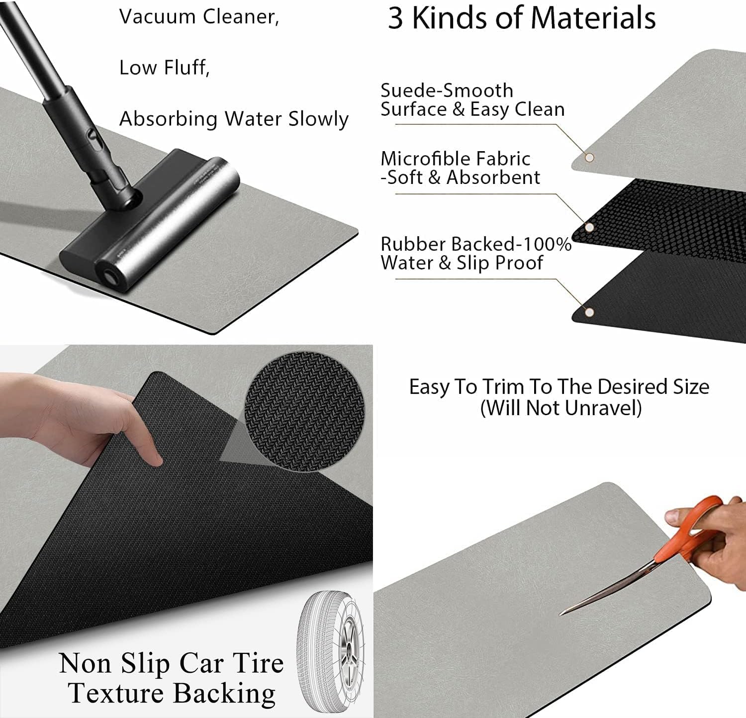 Alfombras antideslizantes para peldaños de escalera, alfombras grises para escaleras de madera, gris (8 x 30 pulgadas, juego de 4)