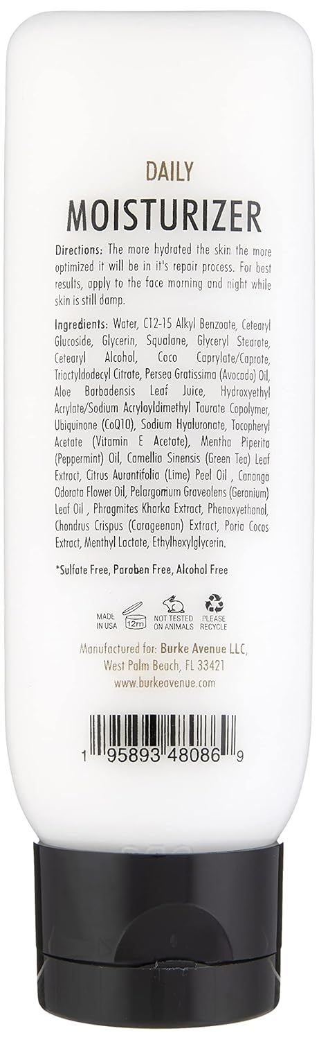 Burke Avenue – Hidratante diario 3 en 1, loción facial para hombres y bálsamo para después del afeitado, calmante e hidratante