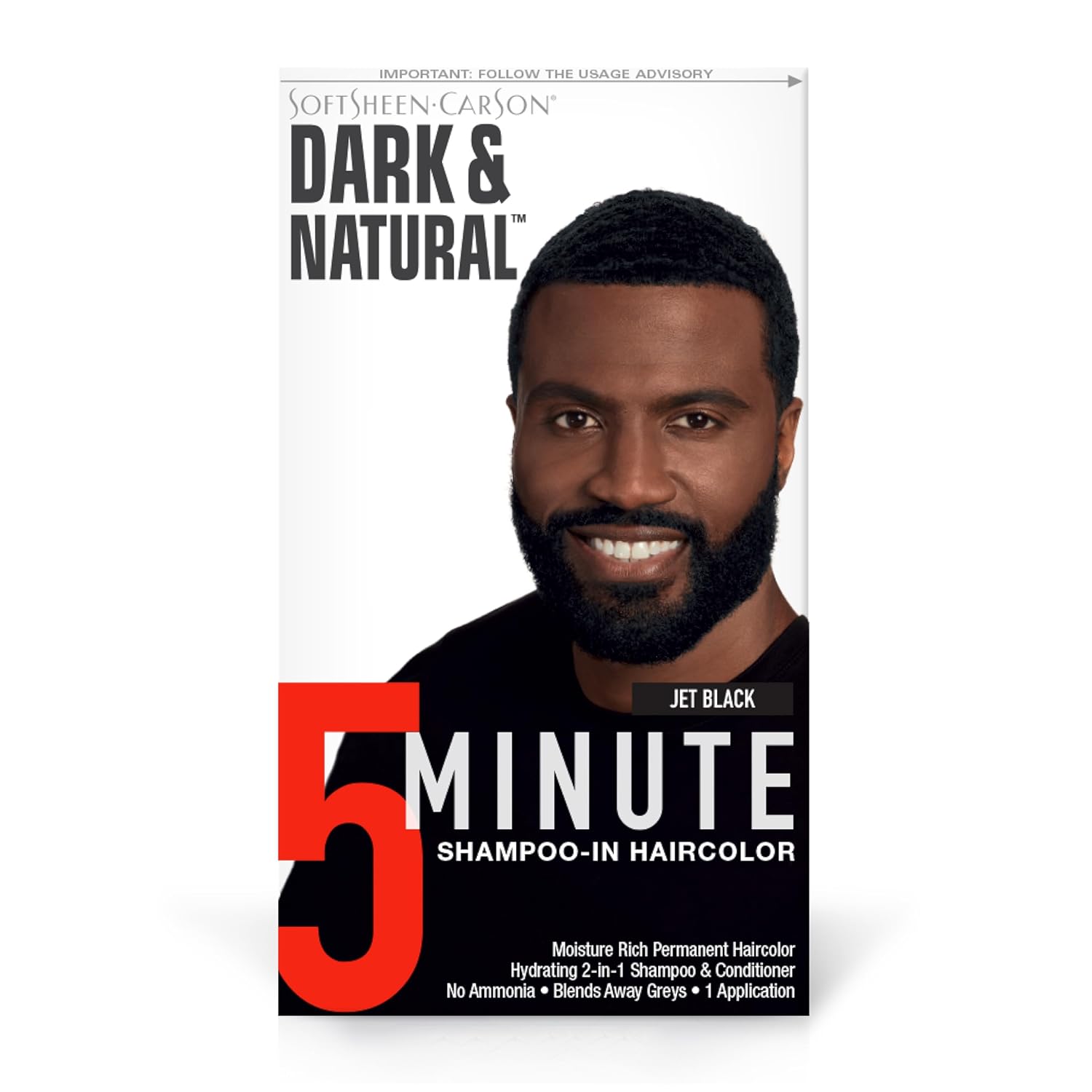 SoftSheen-Carson Tinte de cabello oscuro y natural para hombres 5 minutos, cobertura de canas de aspecto natural hasta 6 semanas, tinte permanente