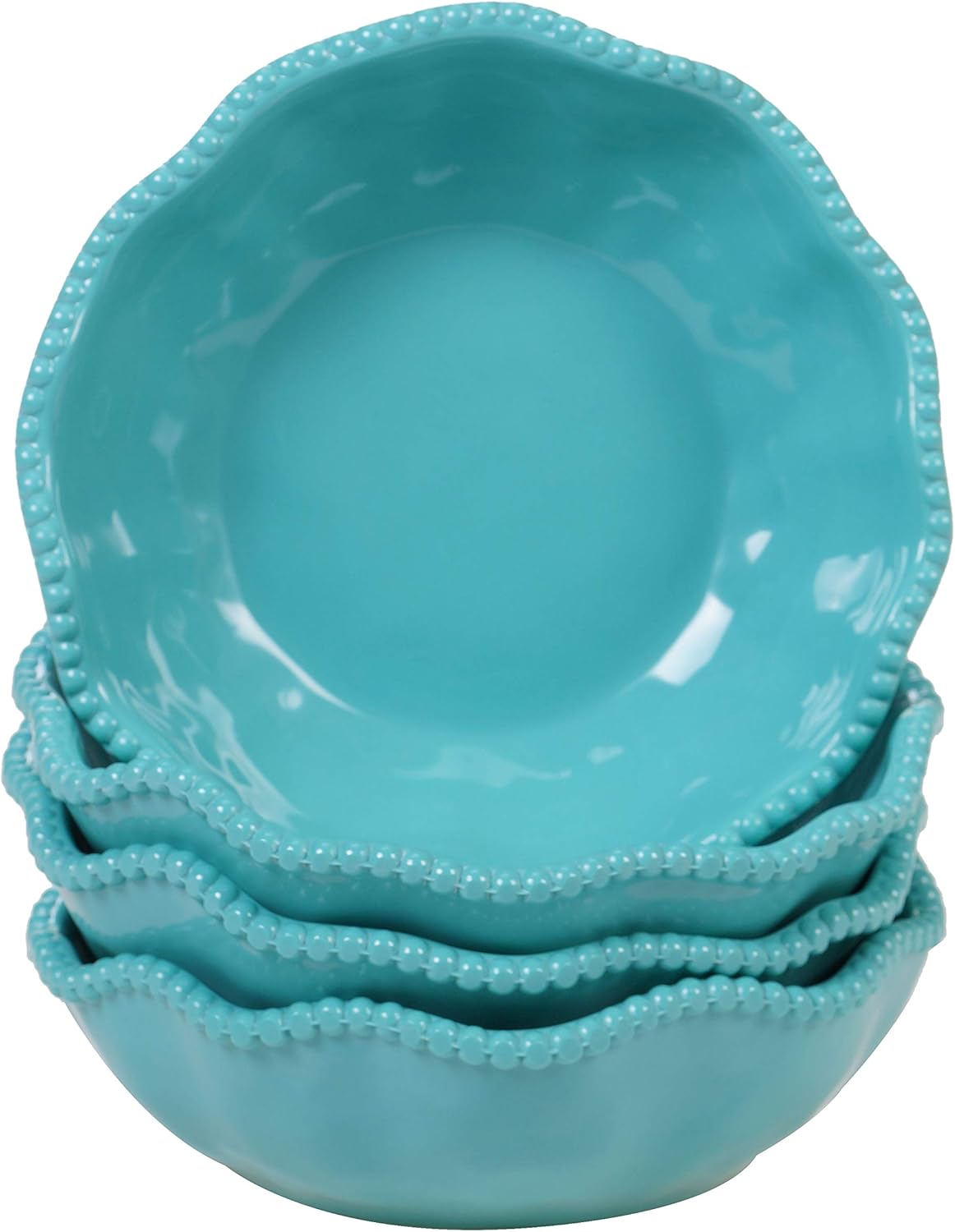 Certified International Teal Perlette – Cuencos multiusos de melamina de 7.5 pulgadas, juego de 4