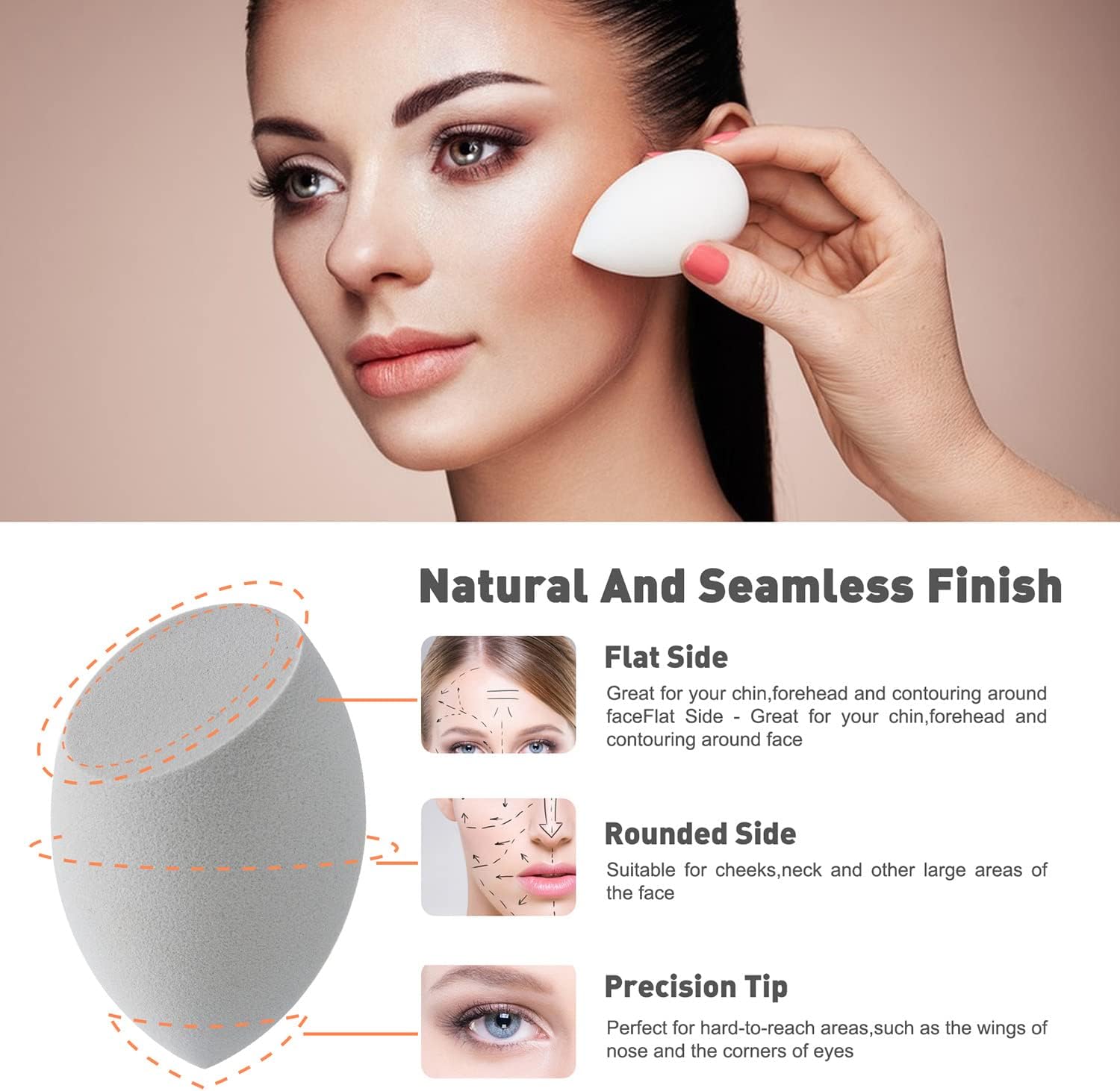 BEZOX Esponja de maquillaje con soporte, licuadora facial sin látex con estuche de silicona de alta calidad para mezclar bases líquidas, cosméticos,