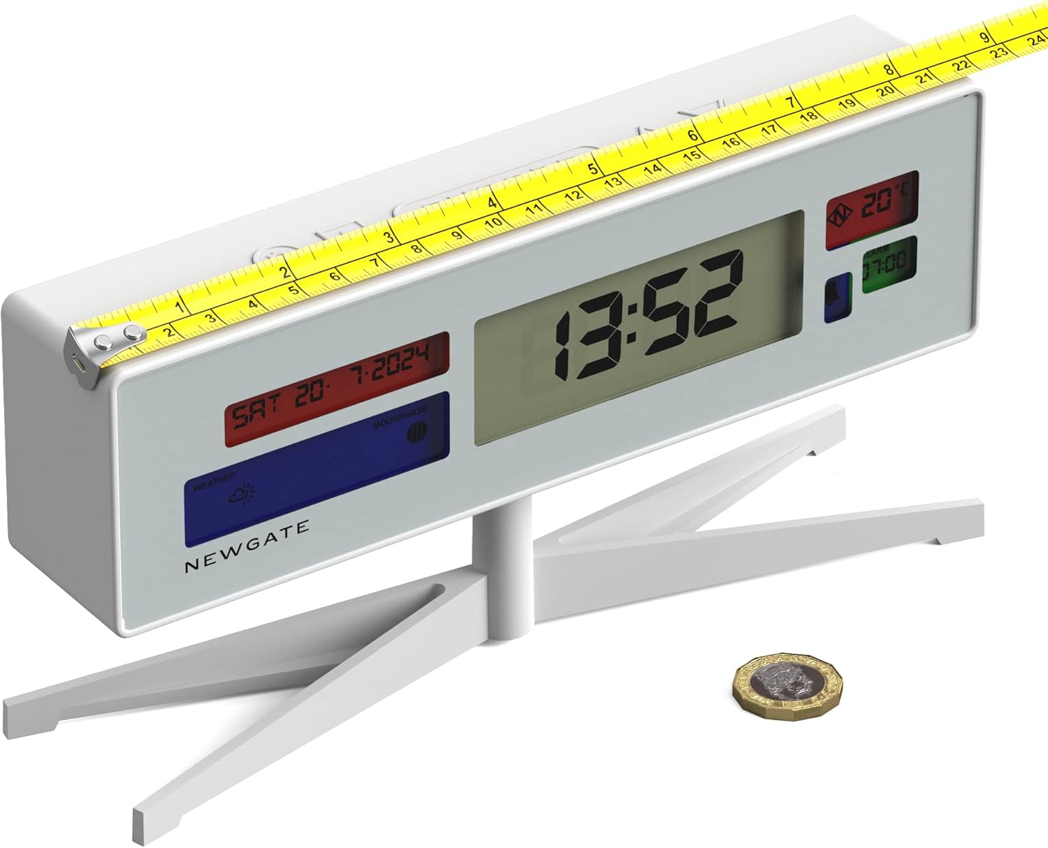 NEWGATE Supergenius – Reloj despertador LCD moderno, reloj de noche, reloj de escritorio, reloj digital, despertador digital, accesorios de
