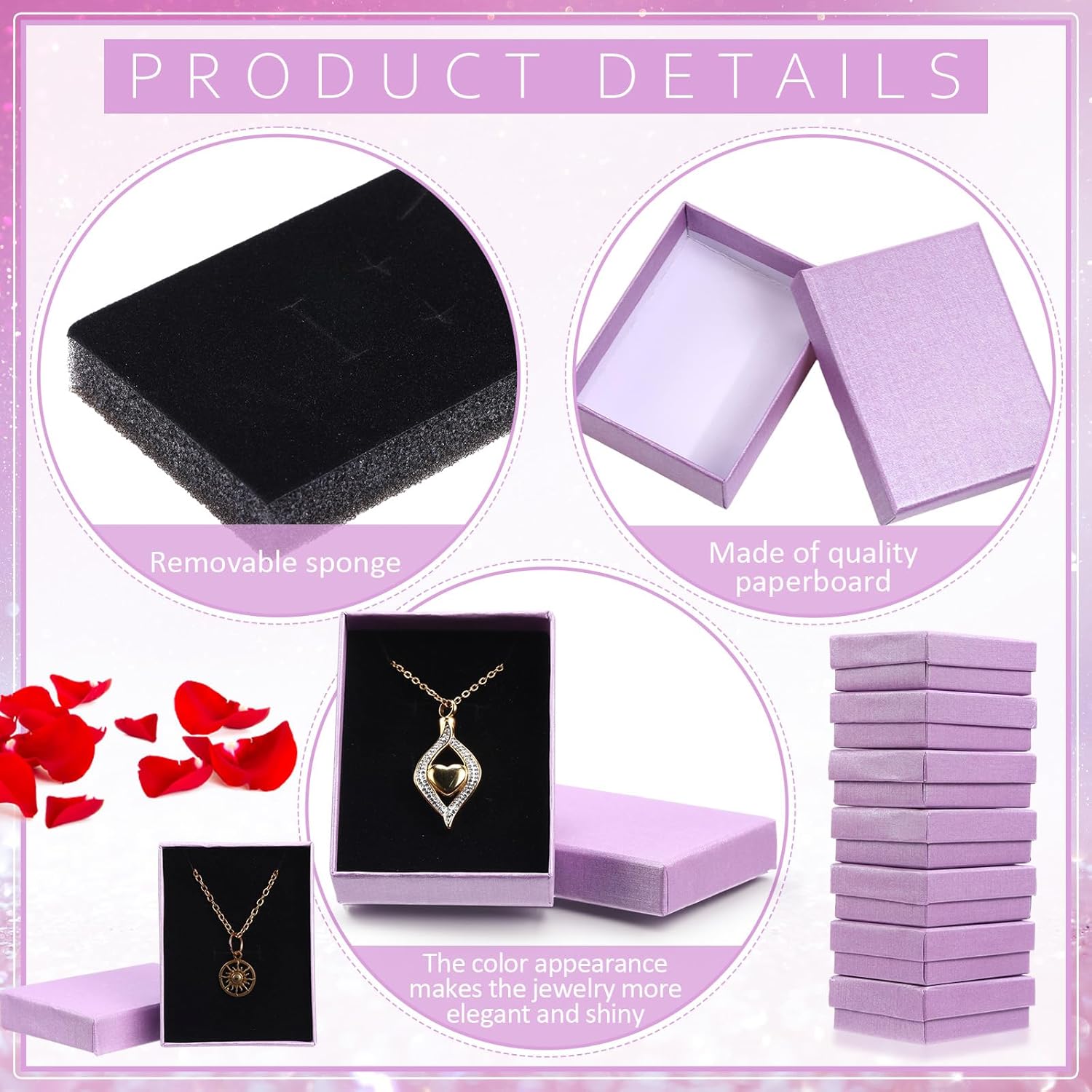 36 cajas de regalo para joyas, cajas de regalo pequeñas para joyas, collares, anillos, aretes, caja de almacenamiento de regalo con cojín y tapa,