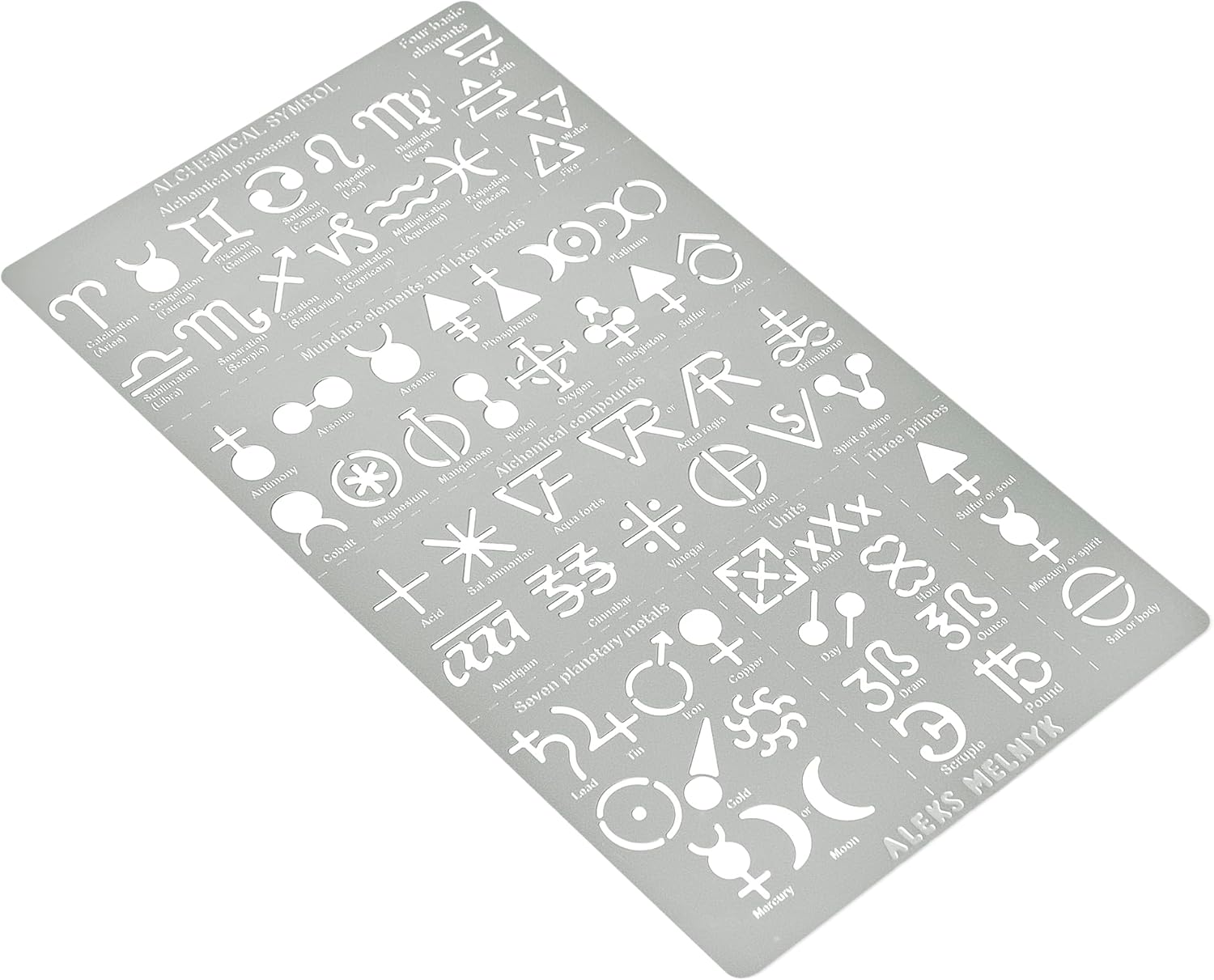 Aleks Melnyk No.398 Plantilla de metal, símbolos alquímicos, plantilla pequeña, 1 PC, plantilla para leña, grabado, manualidades, álbum de recortes