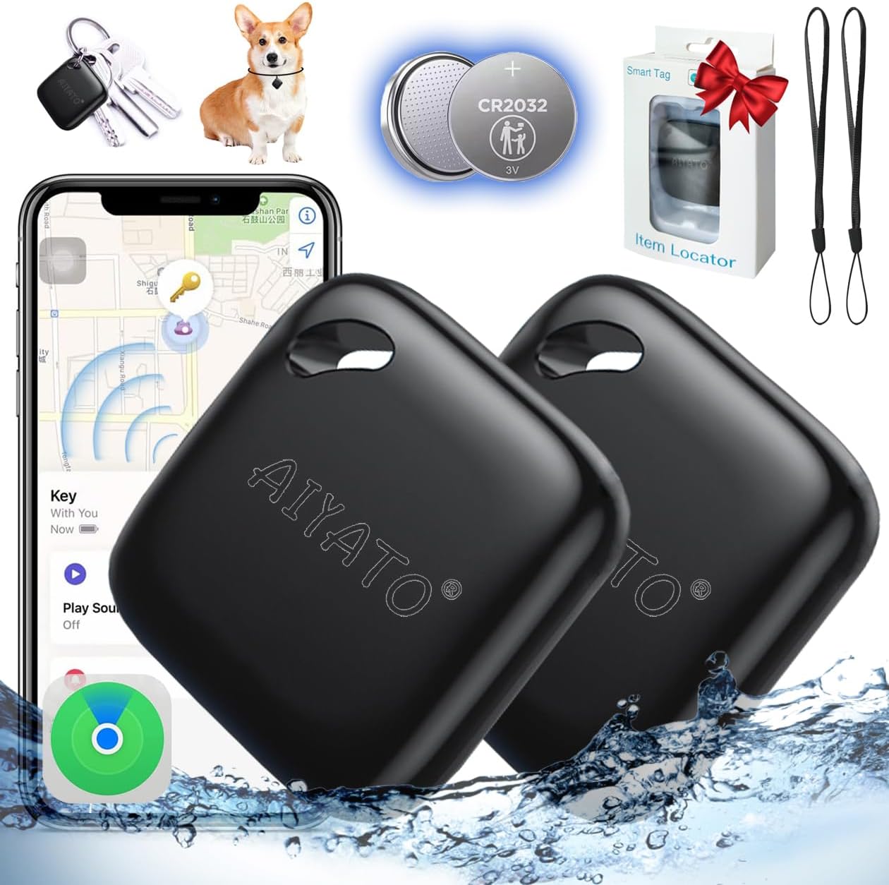 Buscador de llaves con localizador de artículos Bluetooth, funciona con Find My, rastreador de llaves perdidas con artículo de sonido, rastreador de