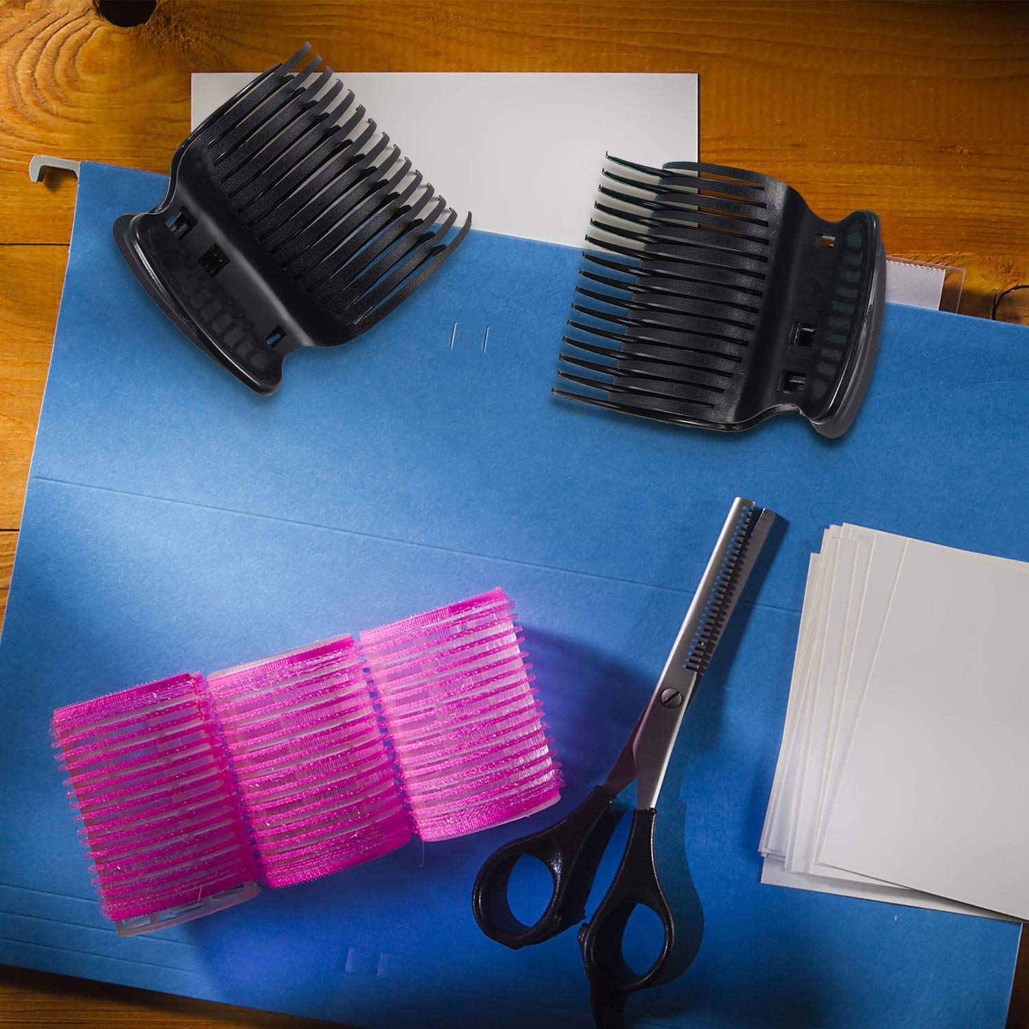 24 pinzas de rodillo caliente, rizador de pelo, clips de rodillo de repuesto para mujeres y niñas, estilo de sección de cabello (negro)