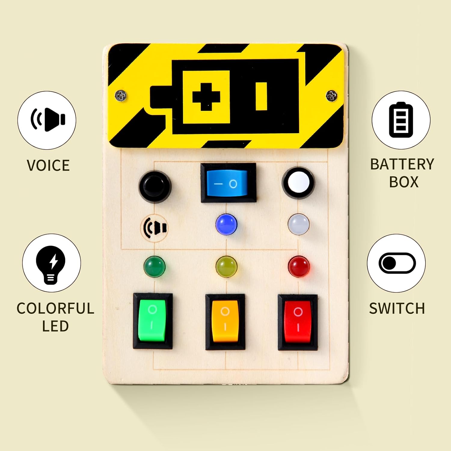 Asweets Montessori – Tabla de actividades para niños pequeños, tablero de madera con interruptores de luz LED, juguetes sensoriales para autismo,