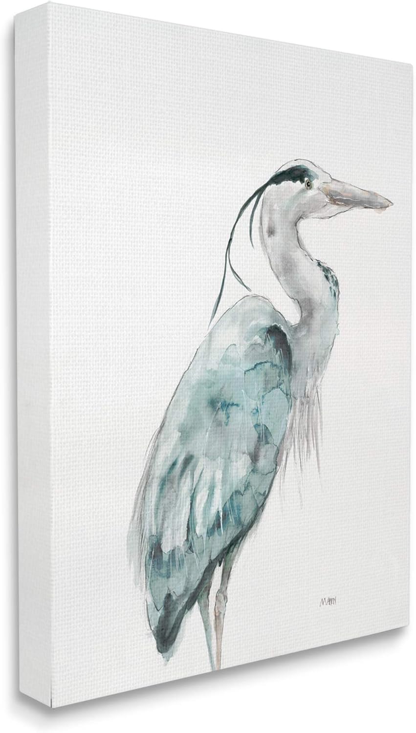 Stupell Industries Ave acuática de grúa de acuarela con tonos azules suaves, diseñado por Patti Mann, arte de pared en lienzo, 24 x 30 pulgadas, gris