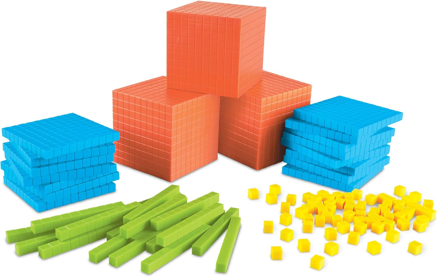 Learning Resources Brights Base Ten – Juego de aula para 20 a 25 estudiantes, 823 piezas, a partir de 6 años y cubos MathLink, juego de 100 cubos, a