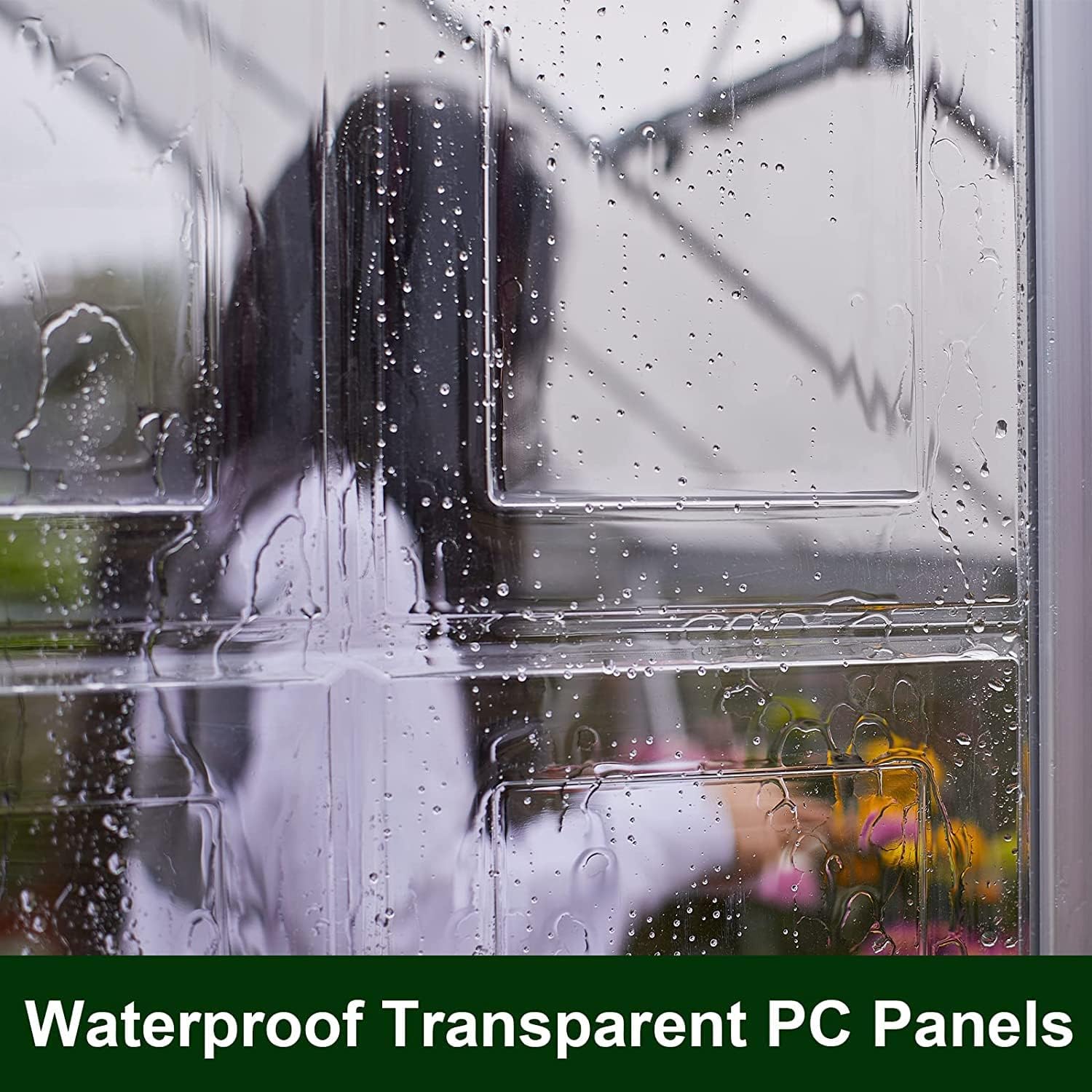 VanAcc Invernadero híbrido de policarbonato de 6 x 8 pies, 2 ventanas de ventilación con puerta con bisagras con cerradura, invernadero para