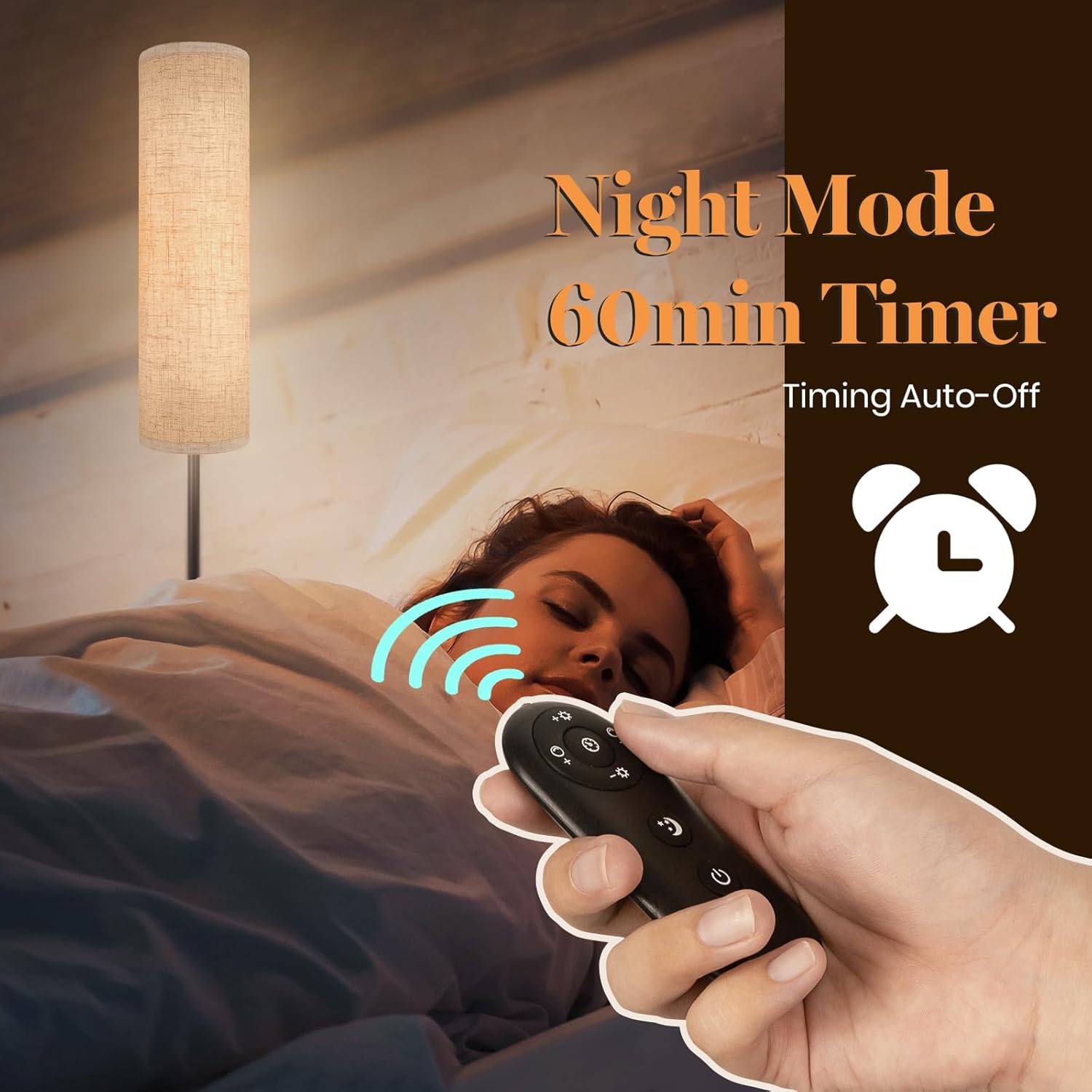 Lámpara de pie para dormitorio, sala de estar, oficina, con control remoto, moderna sala de estar, LED, temperatura de 4 colores y atenuador