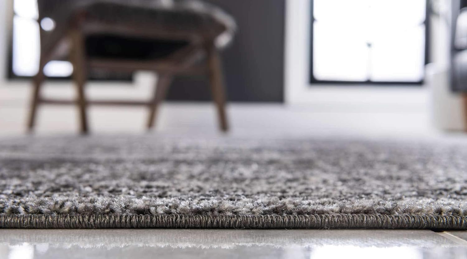 Unique Loom Bromley Collection Vintage Traditional Medallion Border – Alfombra, Polipropileno, Gris oscuroCrema