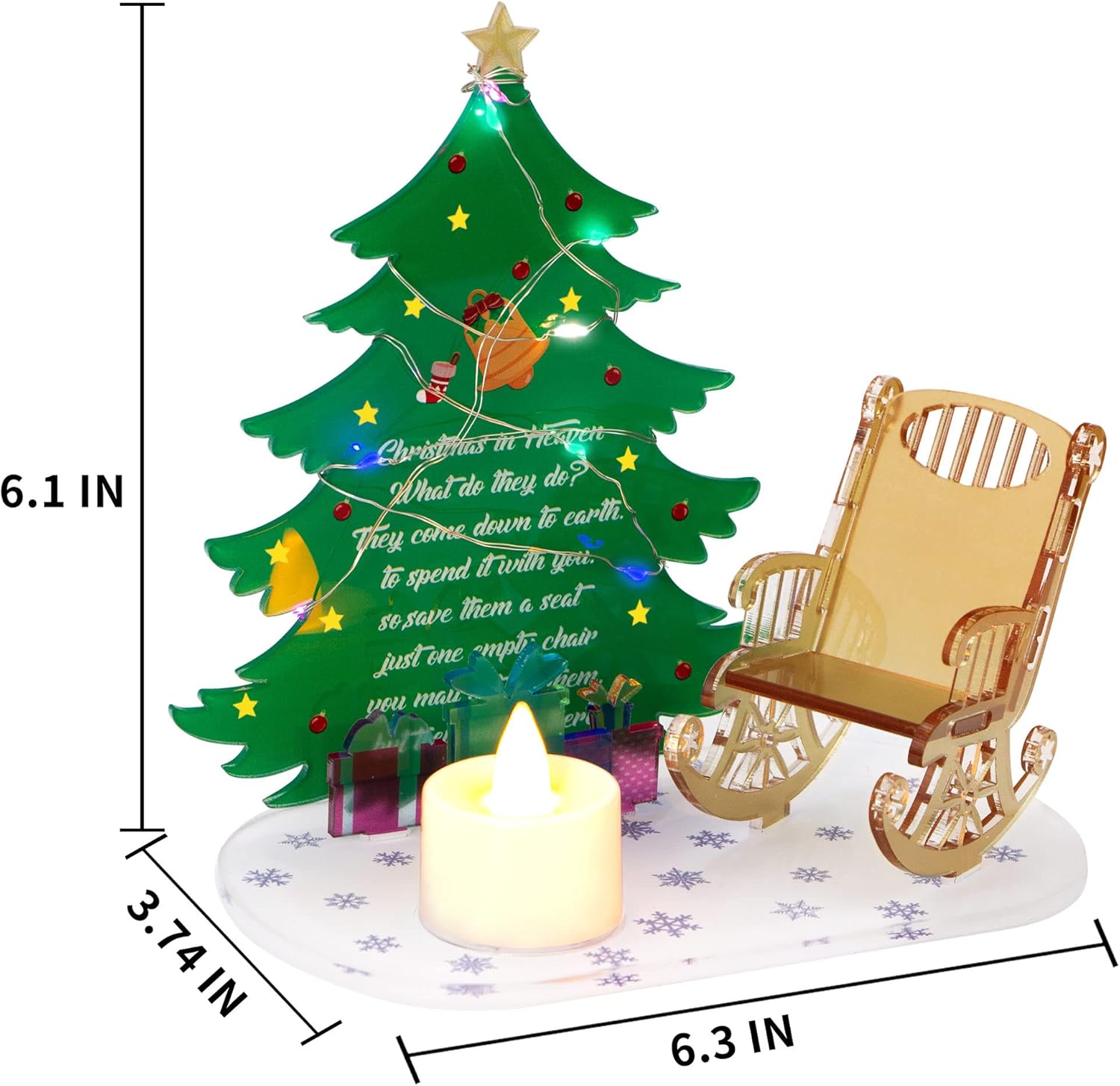 squacco Portavelas conmemorativos para árbol de Navidad, adorno de silla mecedora en memoria de seres queridos, regalos de Feliz Navidad en el