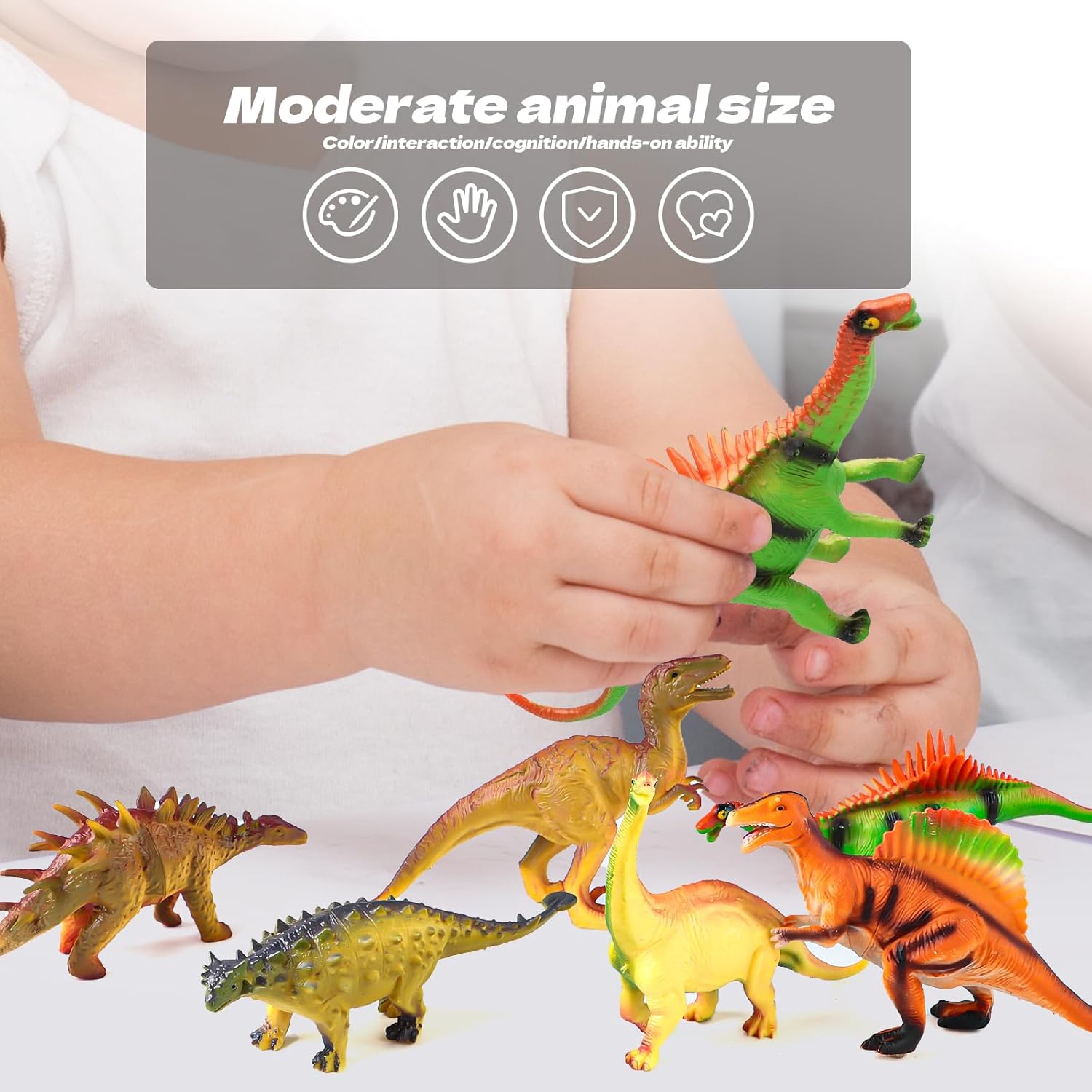 Figura de dinosaurio realista, 6 paquetes de 6.5 pulgadas, juego de dinosaurios para niños de 3, 4, 5, 6, 6 y más años