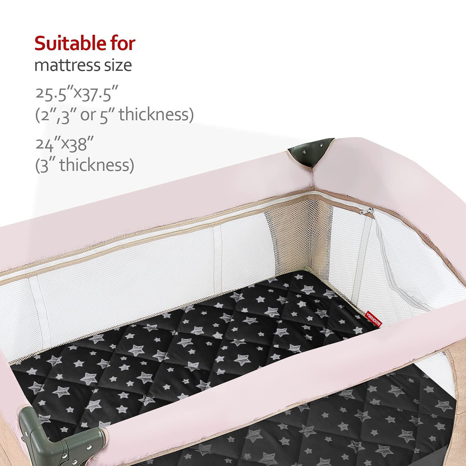 Pack and Play – Funda de colchón para Graco Pack n Play, sábanas bajeras acolchadas para niños, suaves y transpirables, 39 x 27 x 5 pulgadas, para