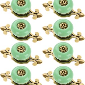 Corasays Paquete de 8 pomos y tiradores de cerámica vintage 2 en 1 para armarios de cajones, muebles del hogar, gabinete, aparador, armario, Corasays Paquete de 8 pomos y tiradores de cerámica vintage 2 en 1 para armarios de cajones, muebles del hogar, gabinete, aparador, armario,