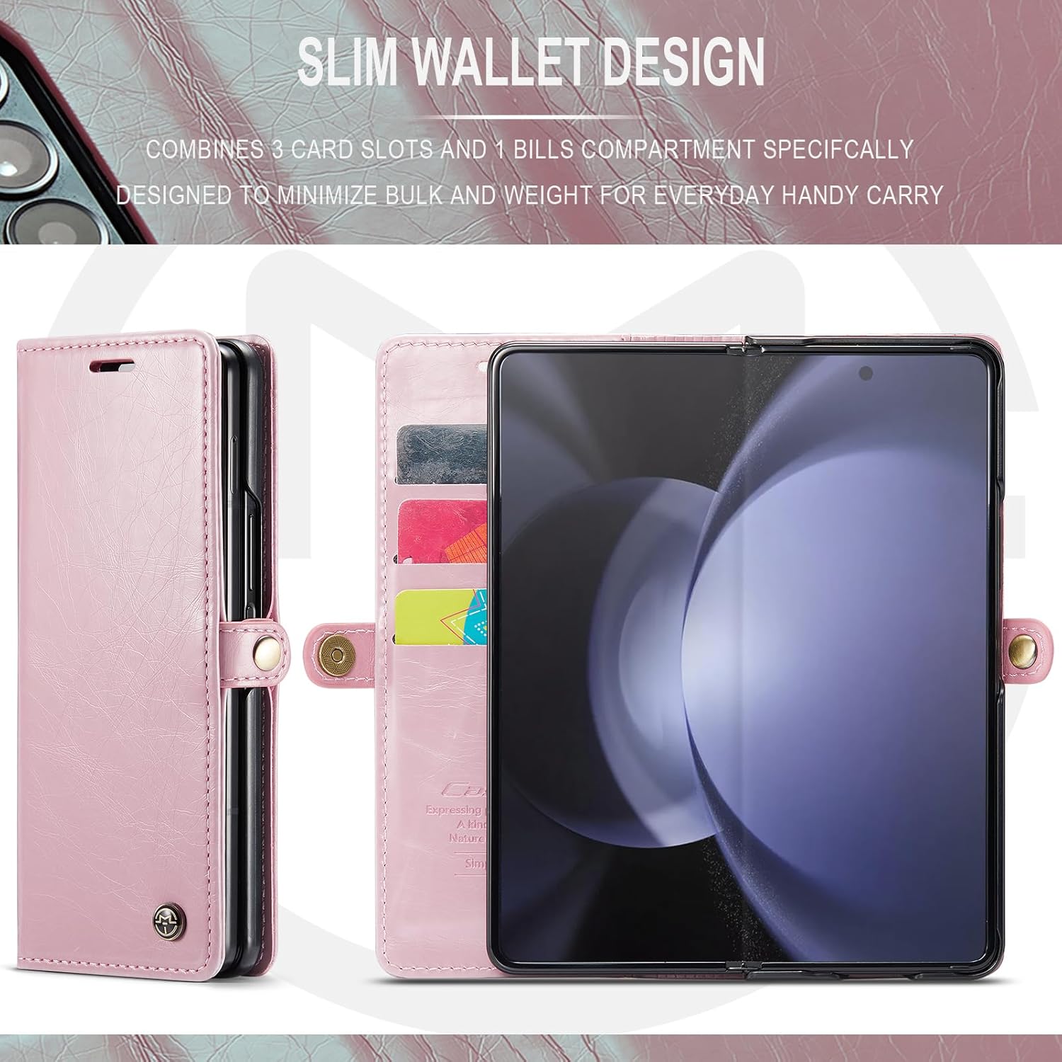 Hongxinyu Funda tipo cartera para Samsung Galaxy Z Fold5 2023, protección magnética, de piel sintética, con tarjetero, ranura para efectivo, bloqueo