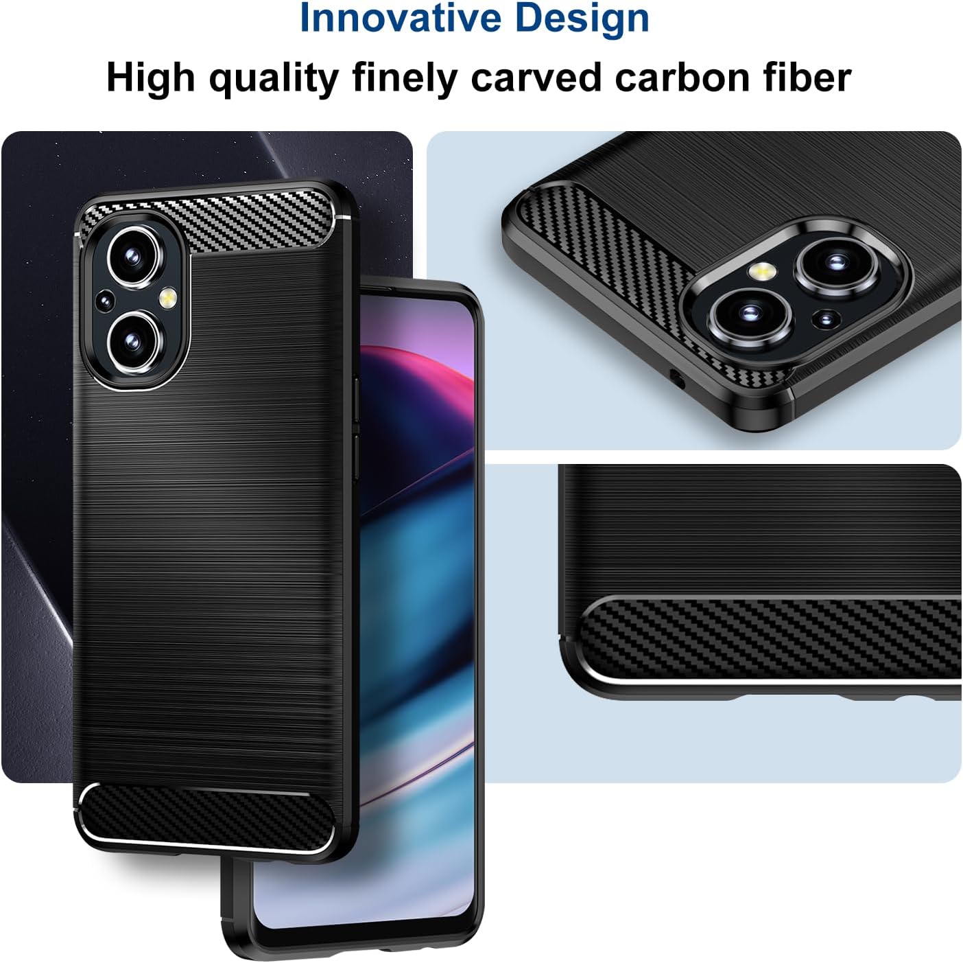 Funda compatible con OnePlus Nord N20 5GOppo A96 5GReno7 Z 5GReno8, funda de teléfono delgada con absorción de golpes, funda protectora de goma TPU