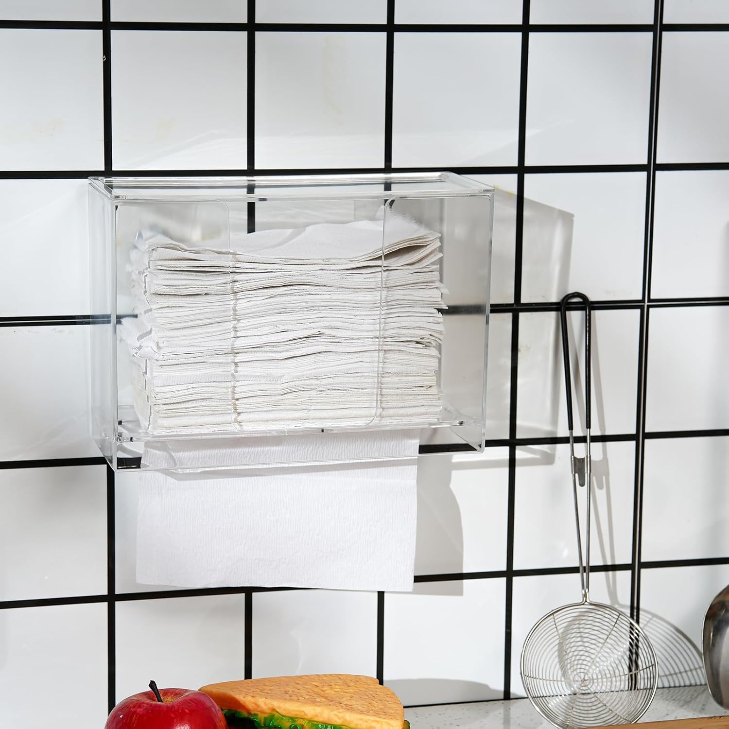 Dispensador de toallas de papel para montaje en pared, dispensador de toallas de papel multipliegue transparente con tapa, adecuado para toallas de