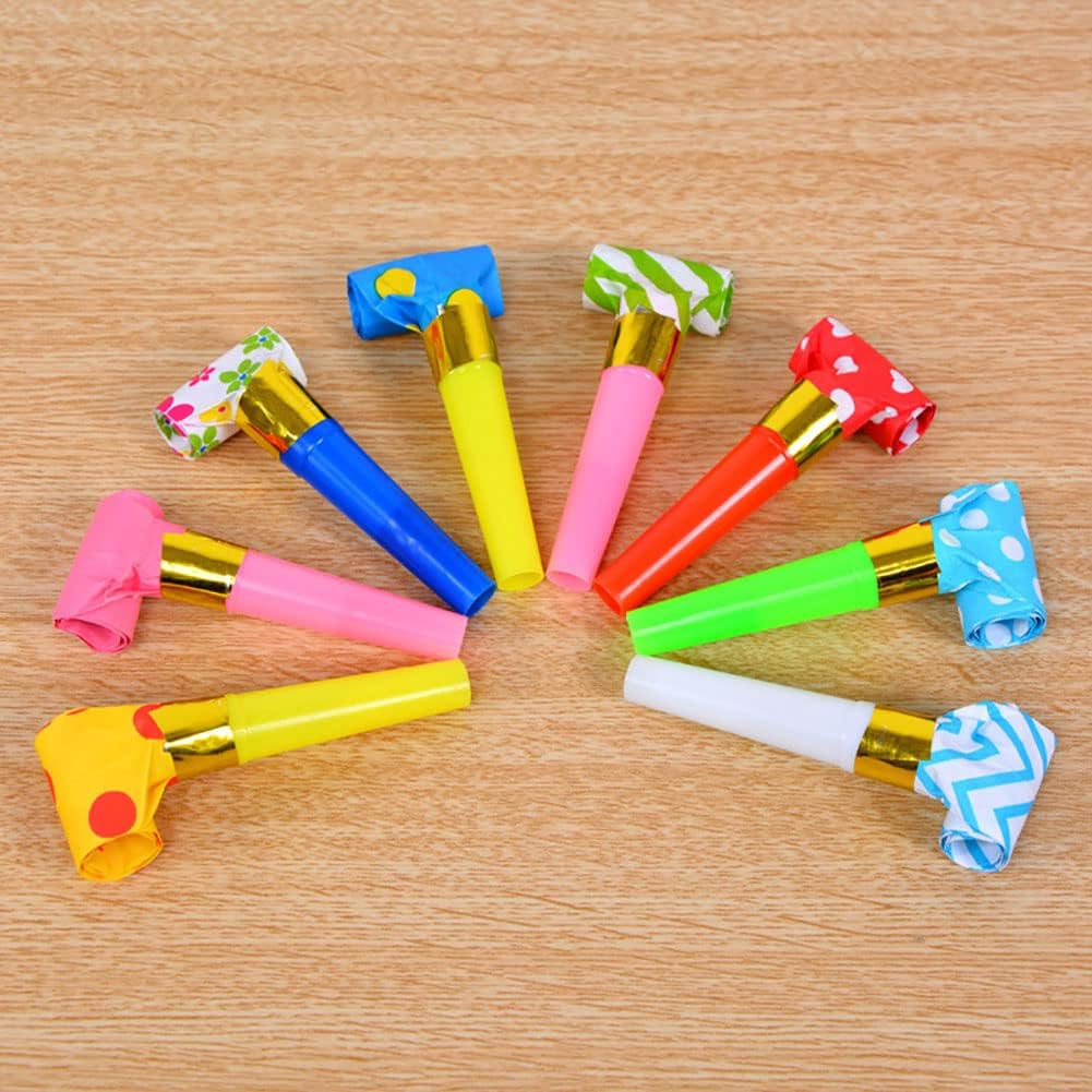 36 sopladores de fiesta, regalos de fiesta que hacen ruido, cuernos de fiesta coloridos con flecos, silbato de fiesta para niños, juegos de