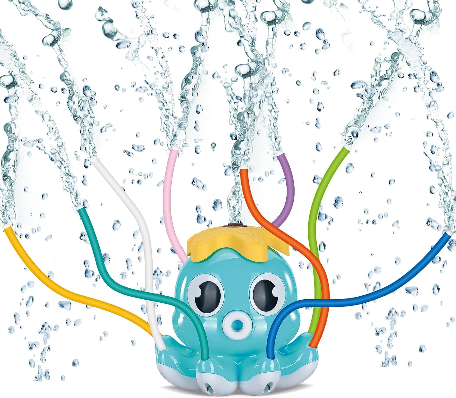 Octopus Water Sprinkler for Kids Outdoor Playwith 8 Wiggle Tubes, Summer Outside Garden Backyard Toddler Outdoor Play Toys for 3 4 5 6 7 8 Year Old