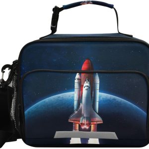 KFBE Space Rocket – Lonchera infantil aislada de la NASA, bolsa de mano con correa extraíble para el hombro para niños y niñas estudiantes KFBE Space Rocket – Lonchera infantil aislada de la NASA, bolsa de mano con correa extraíble para el hombro para niños y niñas estudiantes