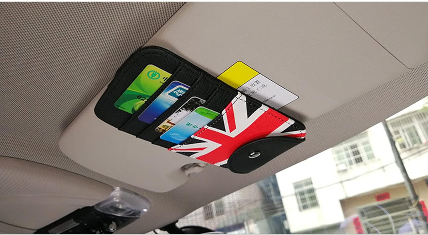 Dabok – Soporte para tarjetas de bandera británica Union Jack, clip para visera de automóvil, accesorios universales para interiores de automóvil,