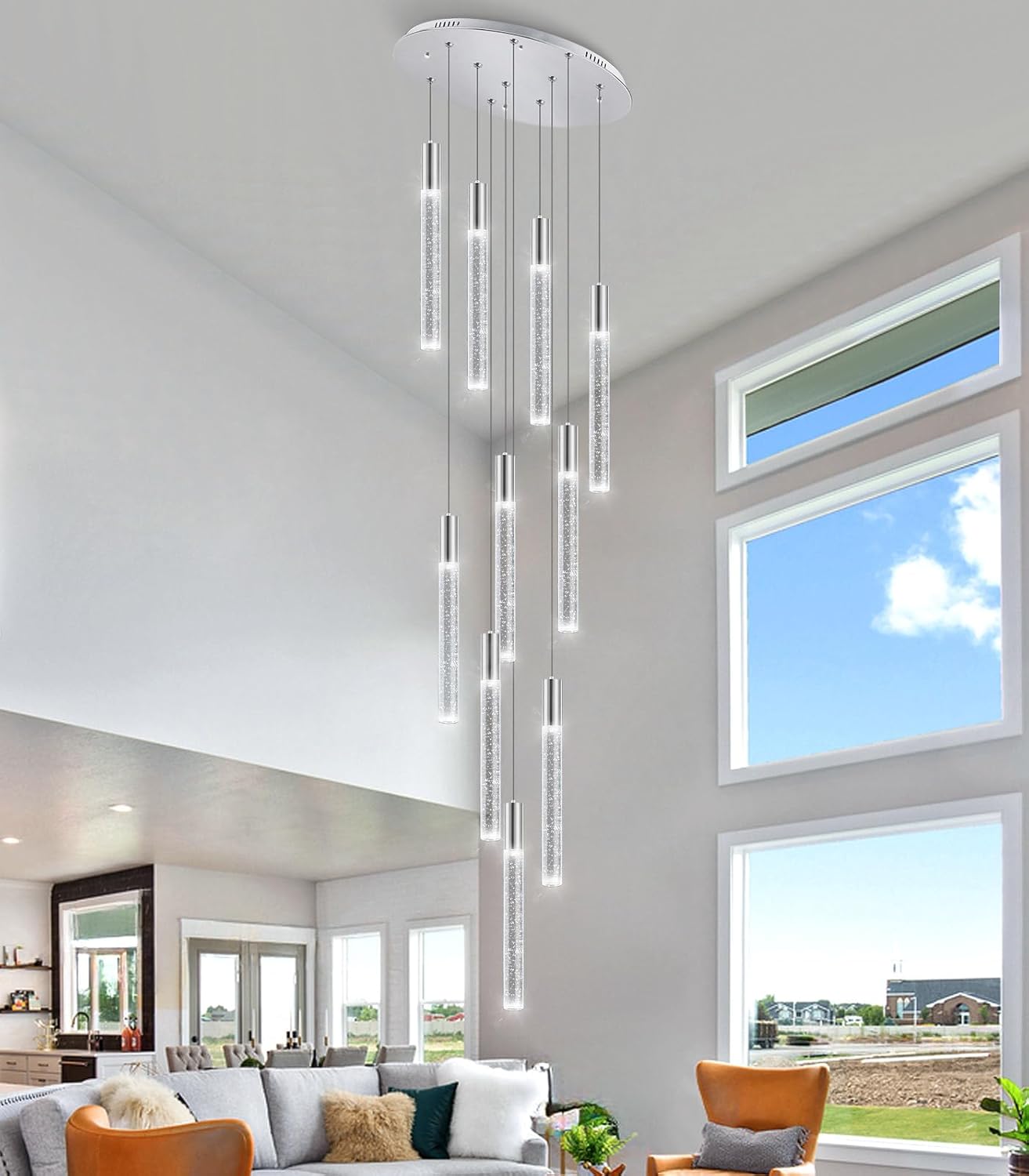 Lámparas LED para sala de estar, lámparas colgantes de techo modernas, lámparas de escalera para entrada, vestíbulo, iluminación dimmale