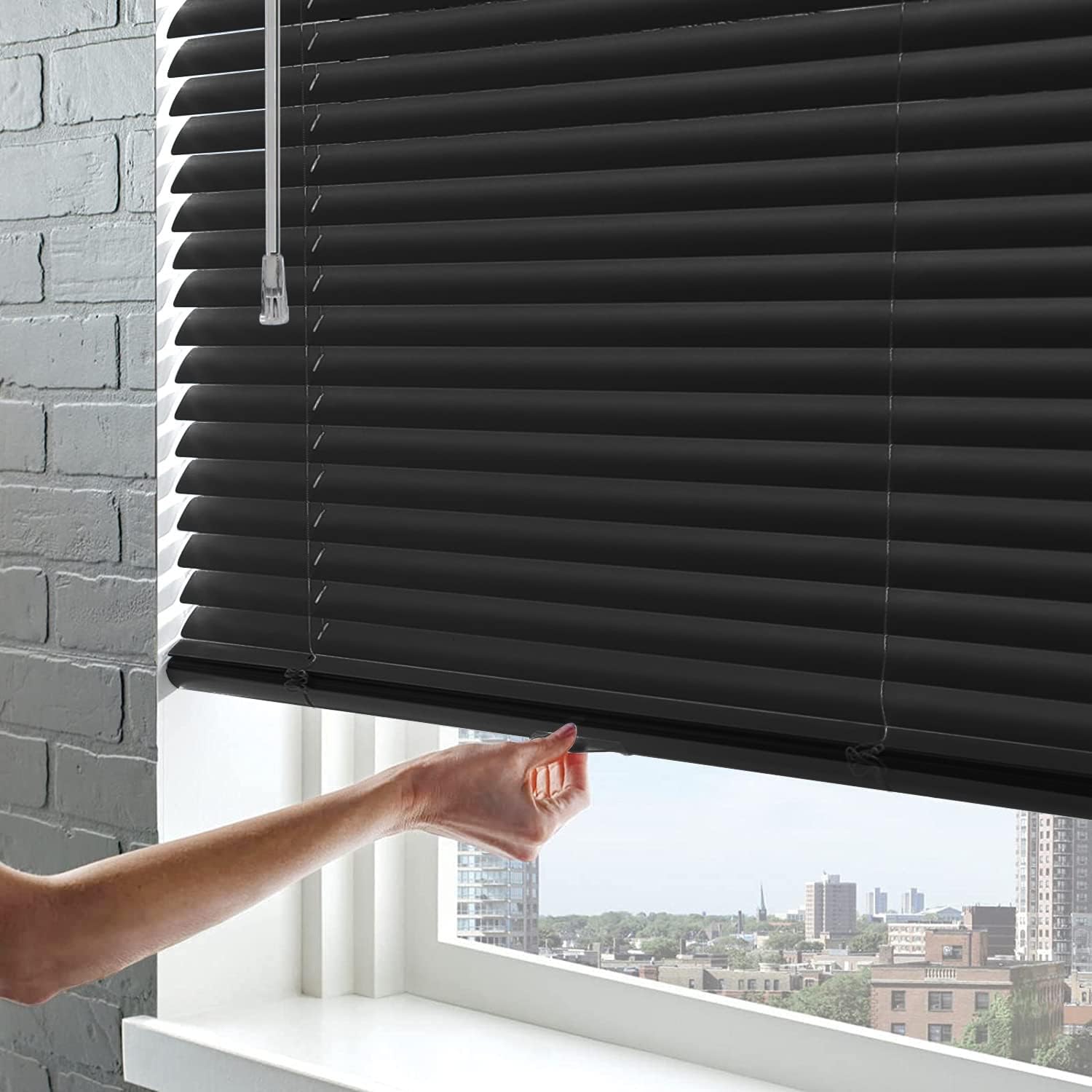 ACMEART Persianas para ventana, sin herramientas, sin taladro, 1 pulgada, de aluminio, inalámbricas, venecianas, mini persianas para ventana y