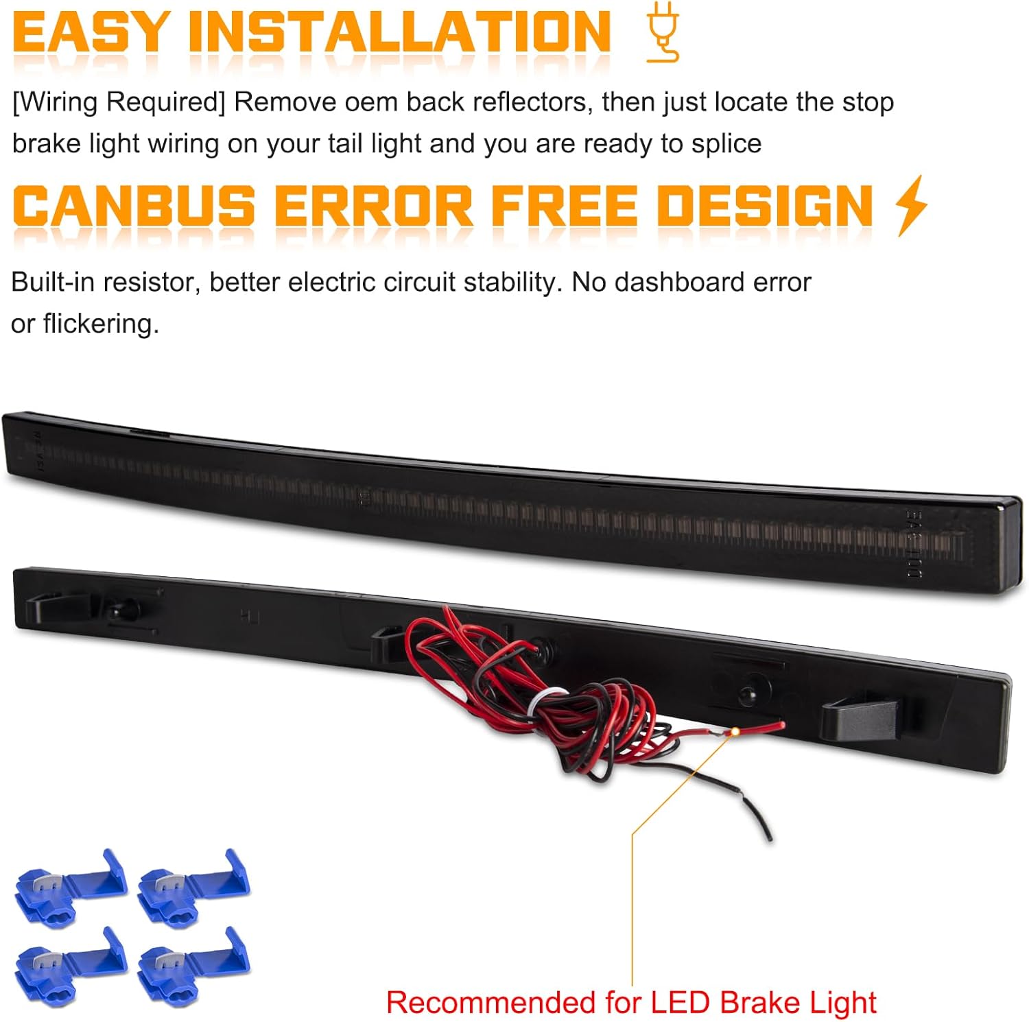 Gempro Luces reflectoras de parachoques trasero para Chevy Corvette C7 2014-2019 LED rojo luces traseras de freno ahumado, 2 unidades