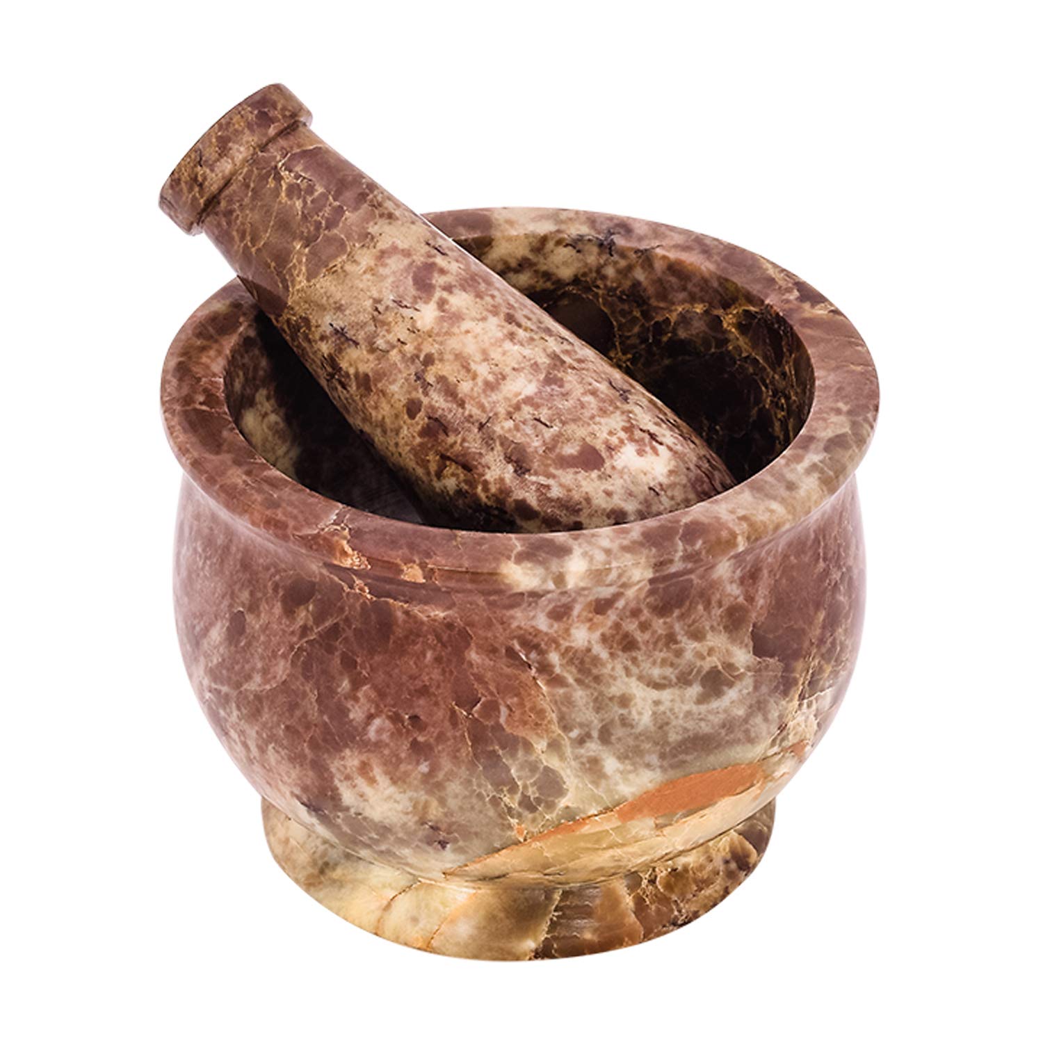 Mortero y mortero, hecho de piedra dura pulida resistente, molinillo de piedra natural para especias, pastas, hierbas, condimentos, etc. (mezcla de