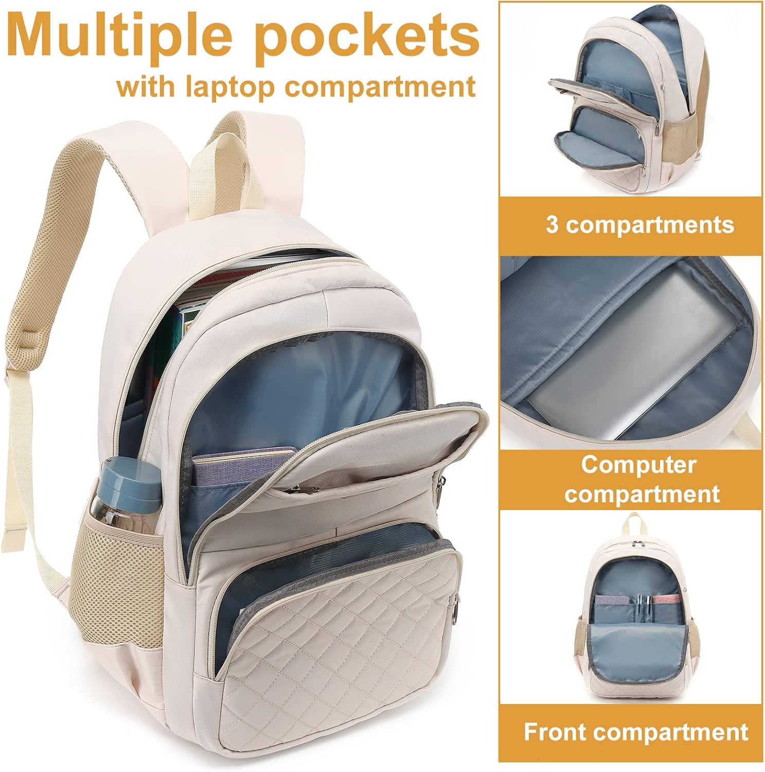 CAMTOP Mochila para laptop de 15.6 pulgadas, mochila escolar con estuche para lápices, mochilas universitarias, profesores, trabajo, viajes,