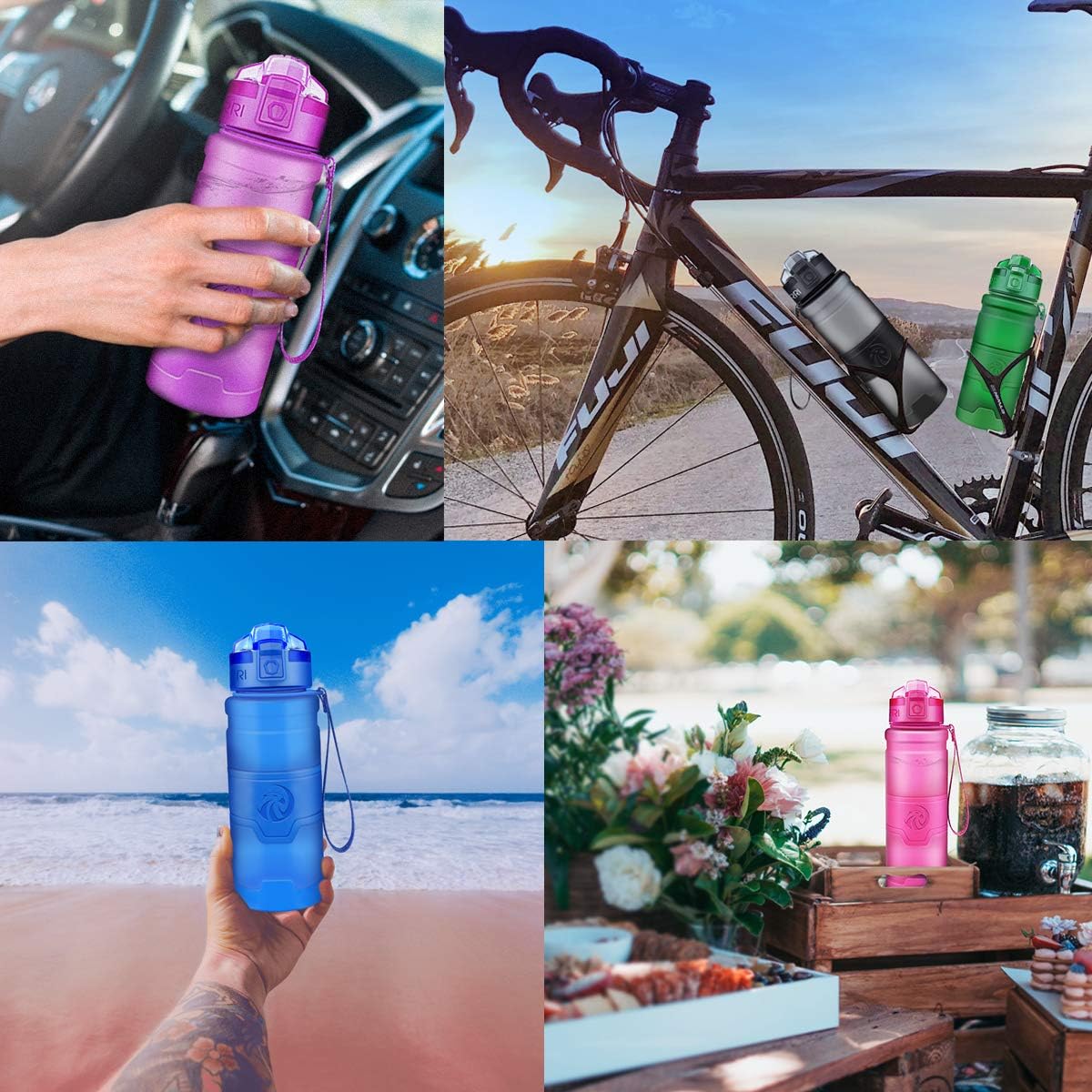Botella de agua deportiva Zorri, 13.5, 17, 23.6 onzas, sin BPA, a prueba de fugas, ligera, para exteriores, campamento, ciclismo, fitness, gimnasio,
