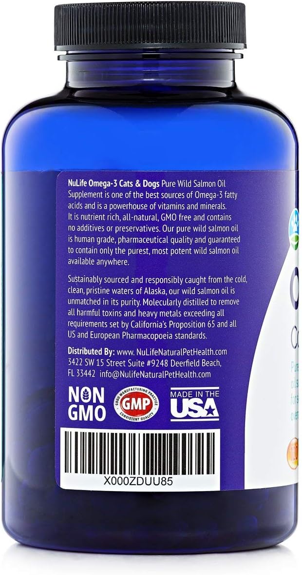 Omega 3100% puro de aceite de pescado para perros y gatos suplemento de aceite de salmón salvaje de Alaska para mascotas, para piel sana y pelo