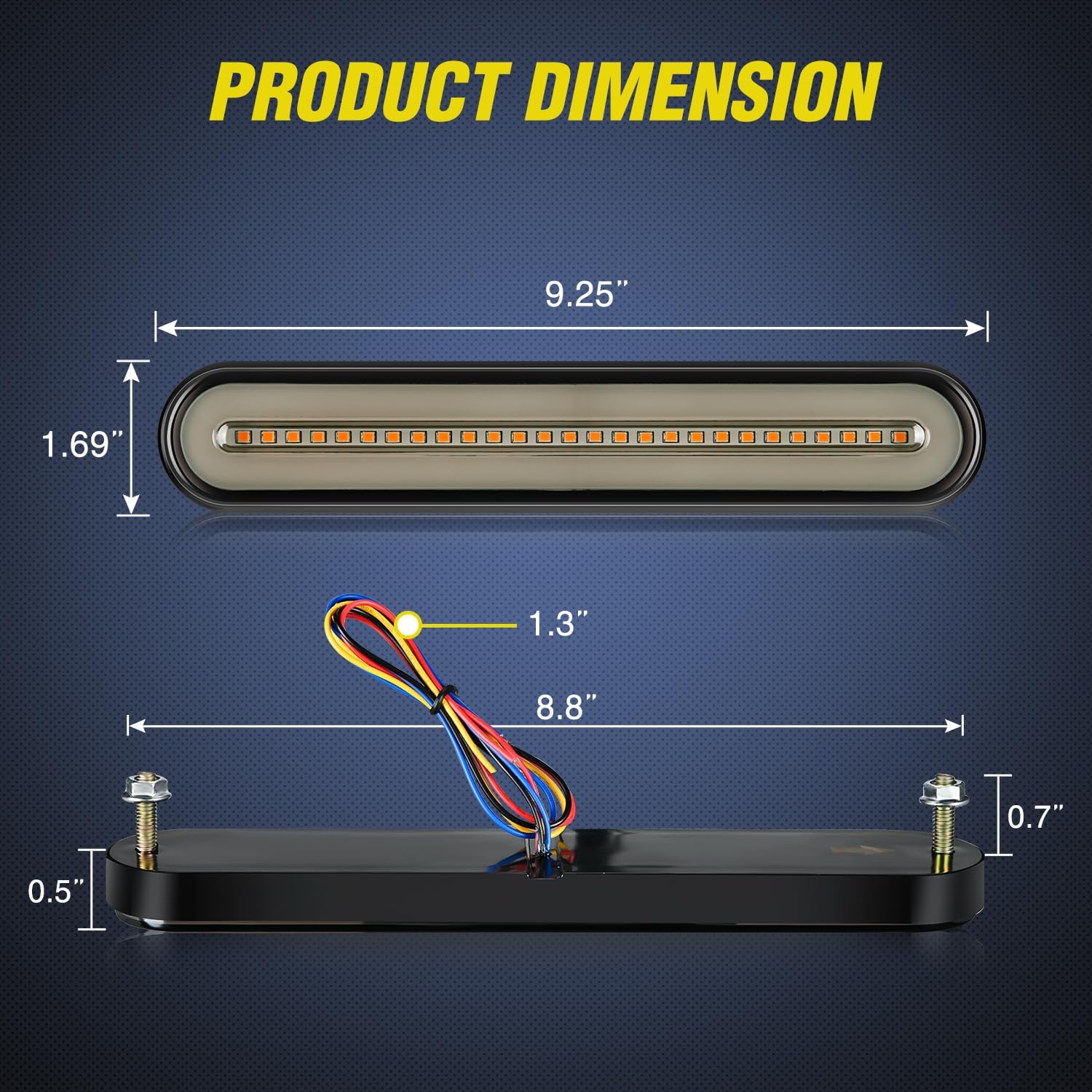 Nilight Barra de luz trasera para remolque con 3 en 1, luces de freno de parada, luces de freno, paquete de 2 unidades de 9 pulgadas, 100 luces LED