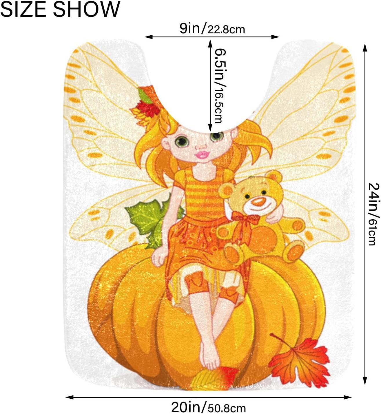 Bathroom Rugs Sets 2 Piece 24×16+24×20 Inch,Soft U-Shaped Contour Toilet Rug Autumn Pumpkin Fairy Non-Slip Absorbent Bath Floor Mat Carpet Set Water