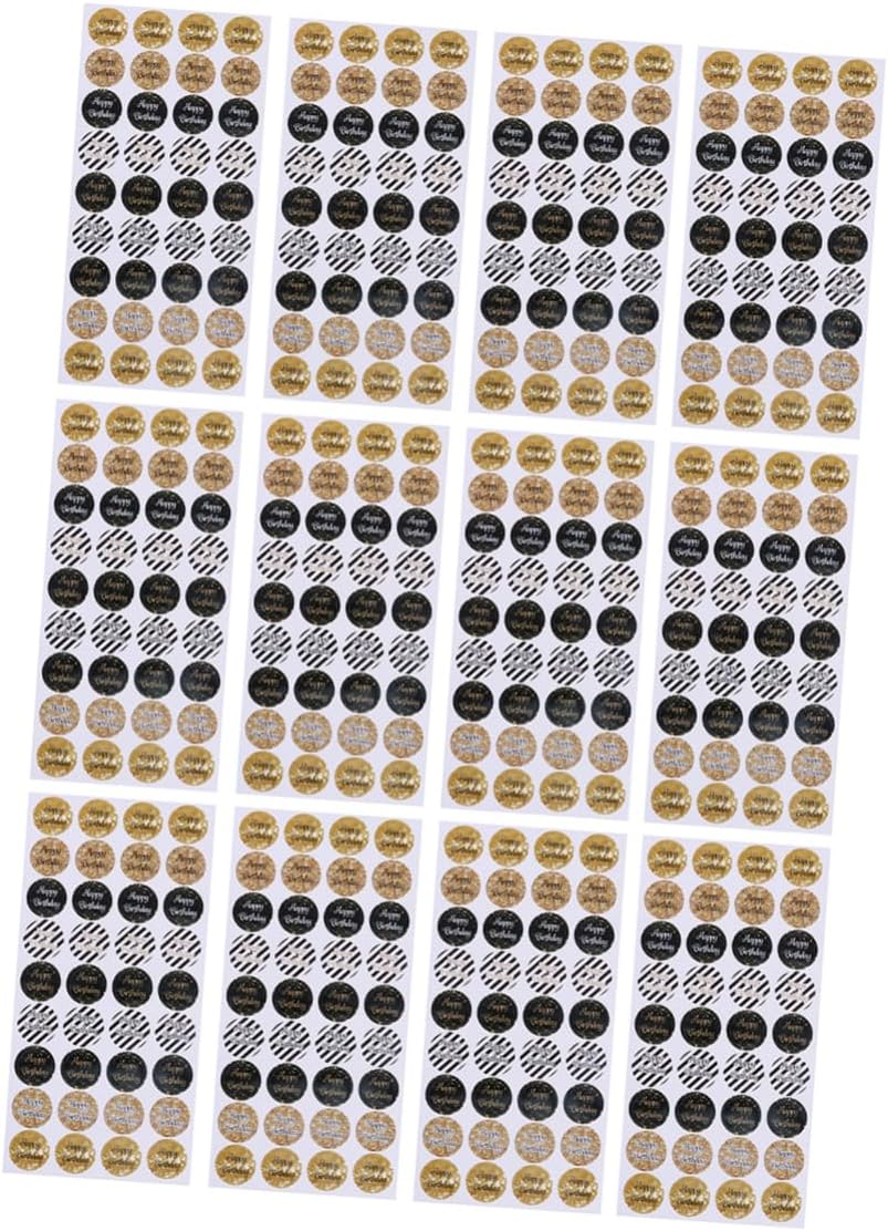 STOBOK 24 Sheets Birthday Gift Tags Labels Kraft Paper Sticker Stickers Birthday Candy Adhesive Gift Tags Birthday Round Sticker Gift Wrapping Kraft