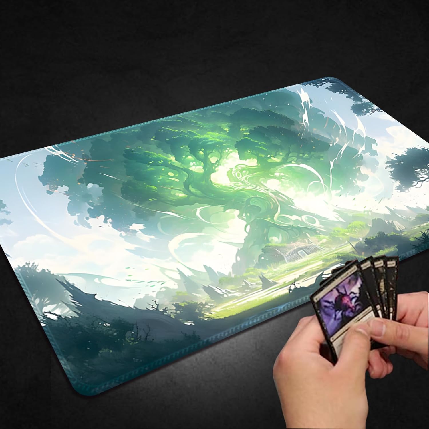 Malqiqi Tapete de juego para MTG, con bolsas de almacenamiento gratis, tapete de juego de 24 x 14 pulgadas, TCG y tapete de juego de mesa para
