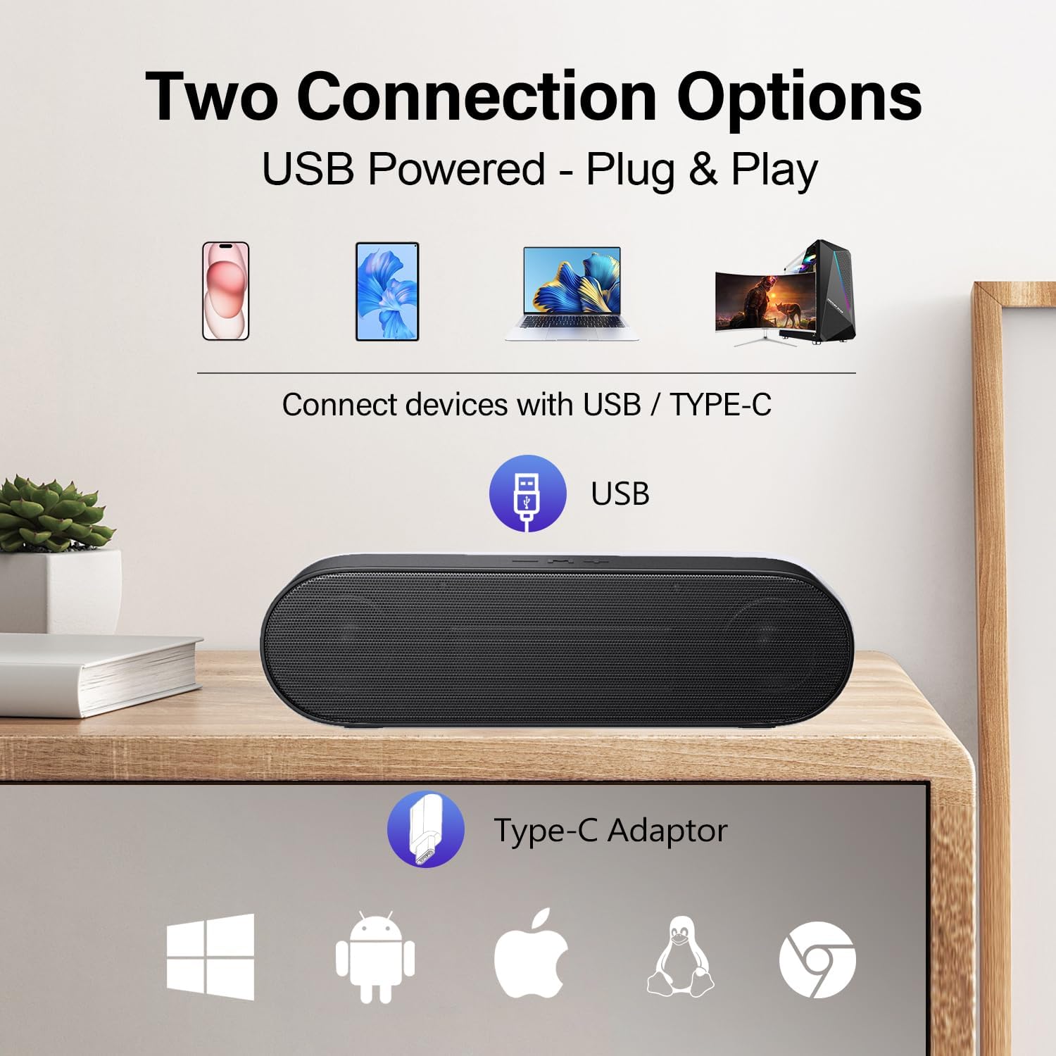 ZETIY Altavoz de computadora actualizado, altavoz alimentado por USB para escritorio, PC con Windows, Mac. Mini barra de sonido portátil Plug and