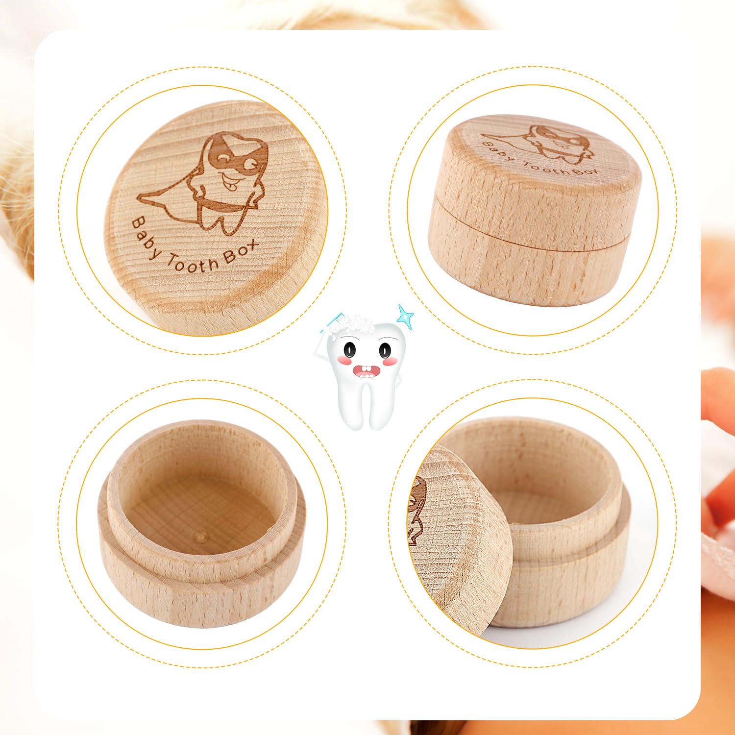 Caja de madera para recuerdos de dientes, caja de almacenamiento de dientes de bebé, para la pérdida de dientes, para bebés, niños y niñas