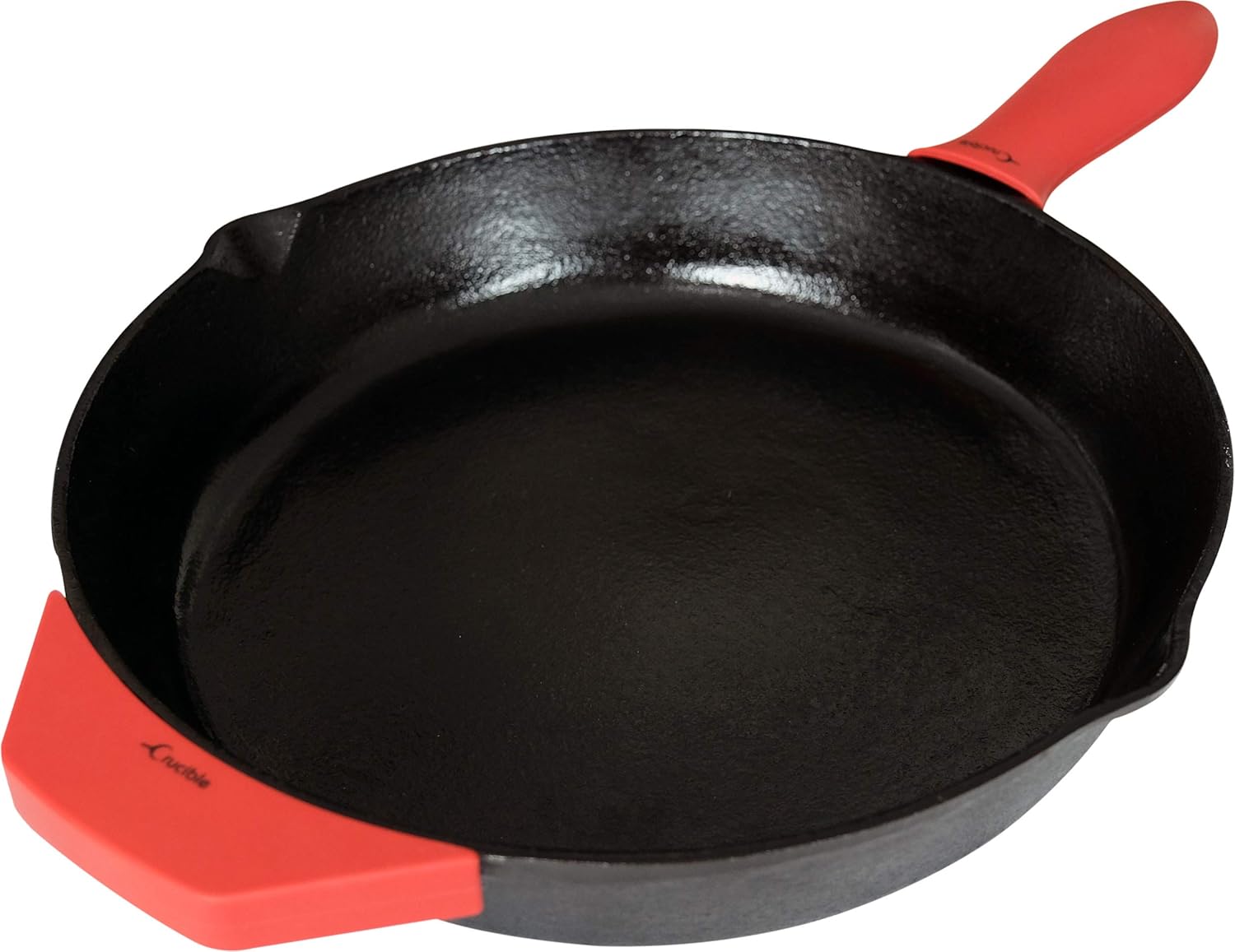 Juego de sartén de hierro fundido de 12 pulgadas (pre-sazonado), incluye soportes grandes y de silicona para mango caliente  Uso en interiores y