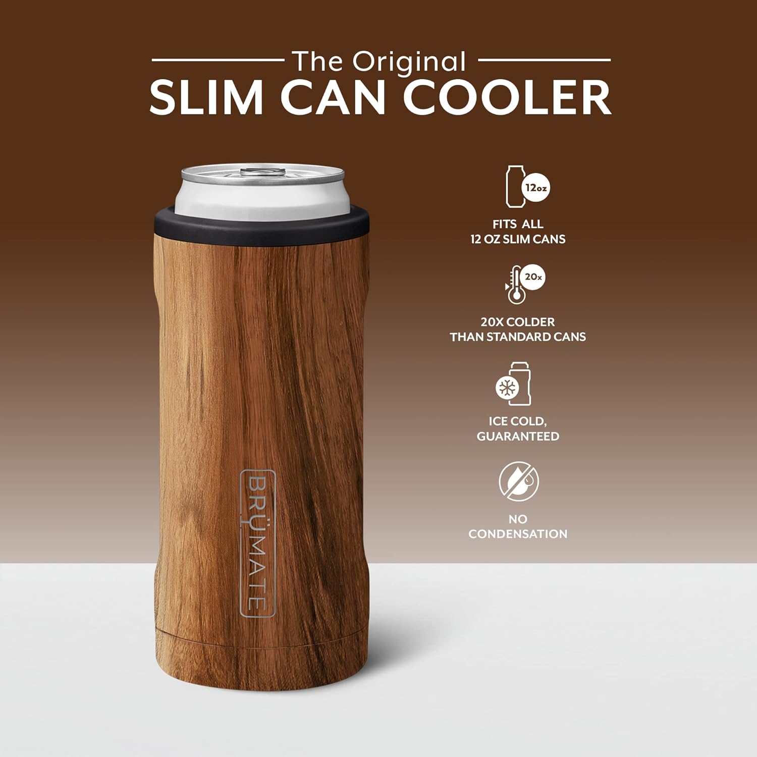 BrüMate Hopsulator Slim – Enfriador de latas aislado, para latas delgadas de 12 onzas, soporte para bebidas de acero inoxidable aislado, para