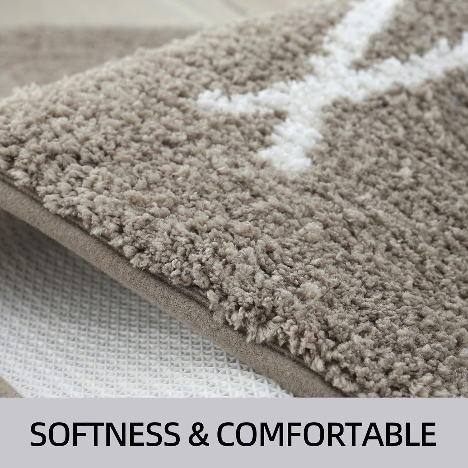 ZOESIOER Alfombra de baño gris, ultra suave y absorbente de agua, lavable a máquina, de secado rápido, para bañera y ducha, 16 x 24 pulgadas, diseño